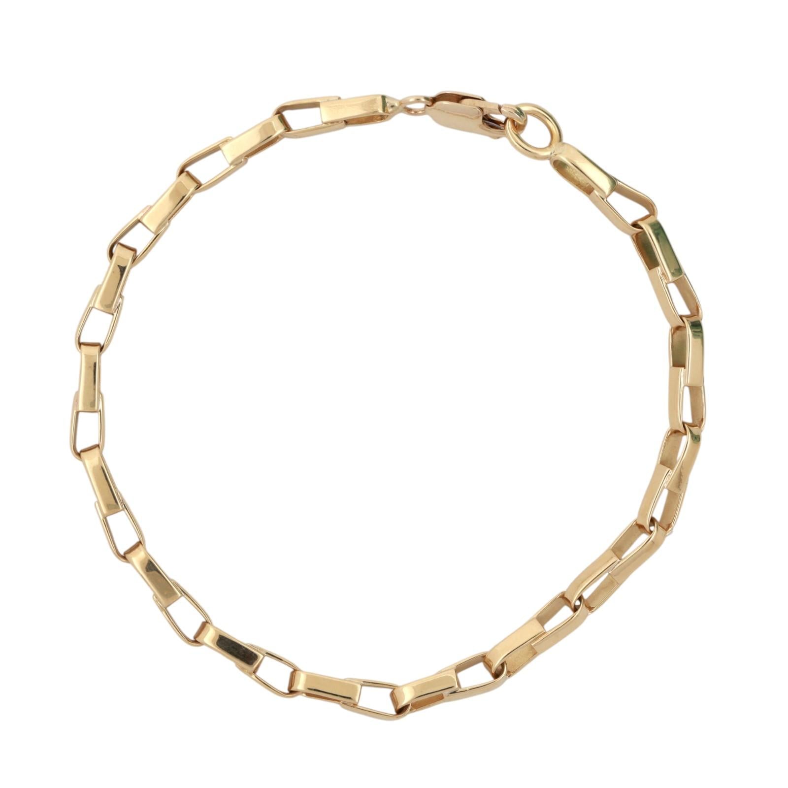 Fancy Rectangular Chain Link Bracelet 18K Yellow Gold 8.5" Unisex Estate