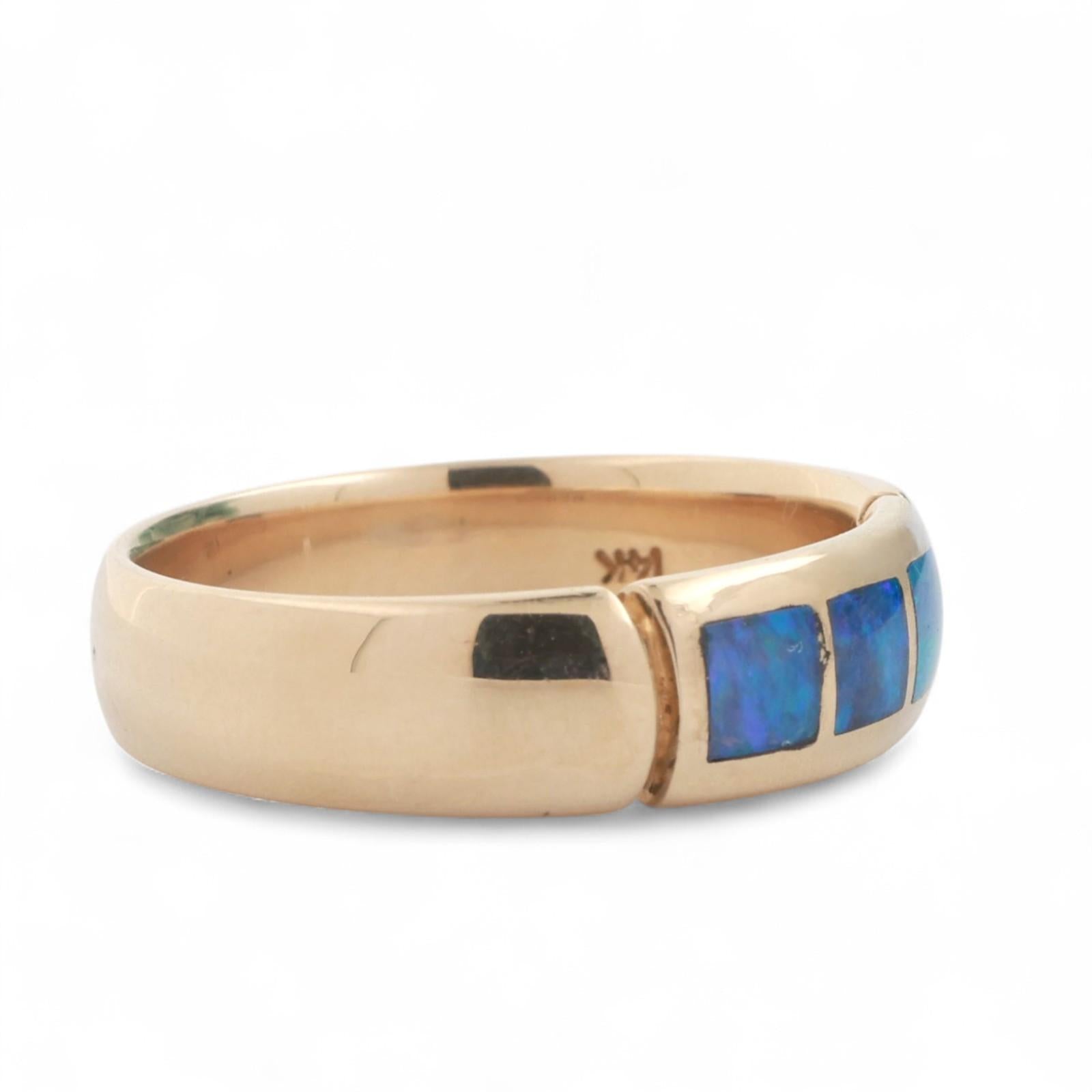 Bagley And Hotchkiss Opal Inlay Band Ring 14K Yellow Gold Size 10.5 Unisex