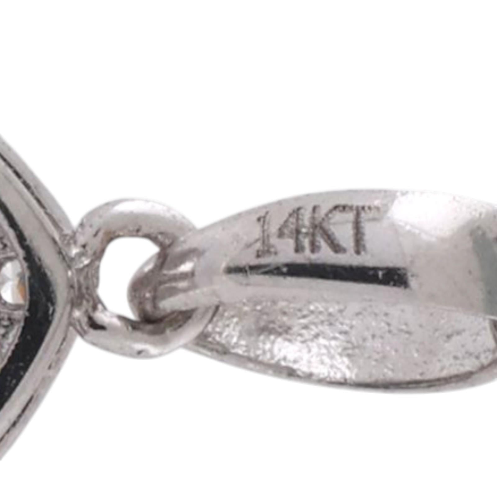 Teardrop Cubic Zirconia Halo Pendant 14K White Gold 0.78" Estate