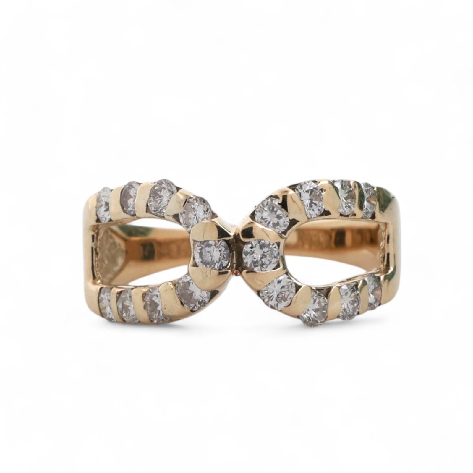 0.78 TW Diamond Cocktail Ring 14K Yellow Gold Size 6.25 Ladies Estate