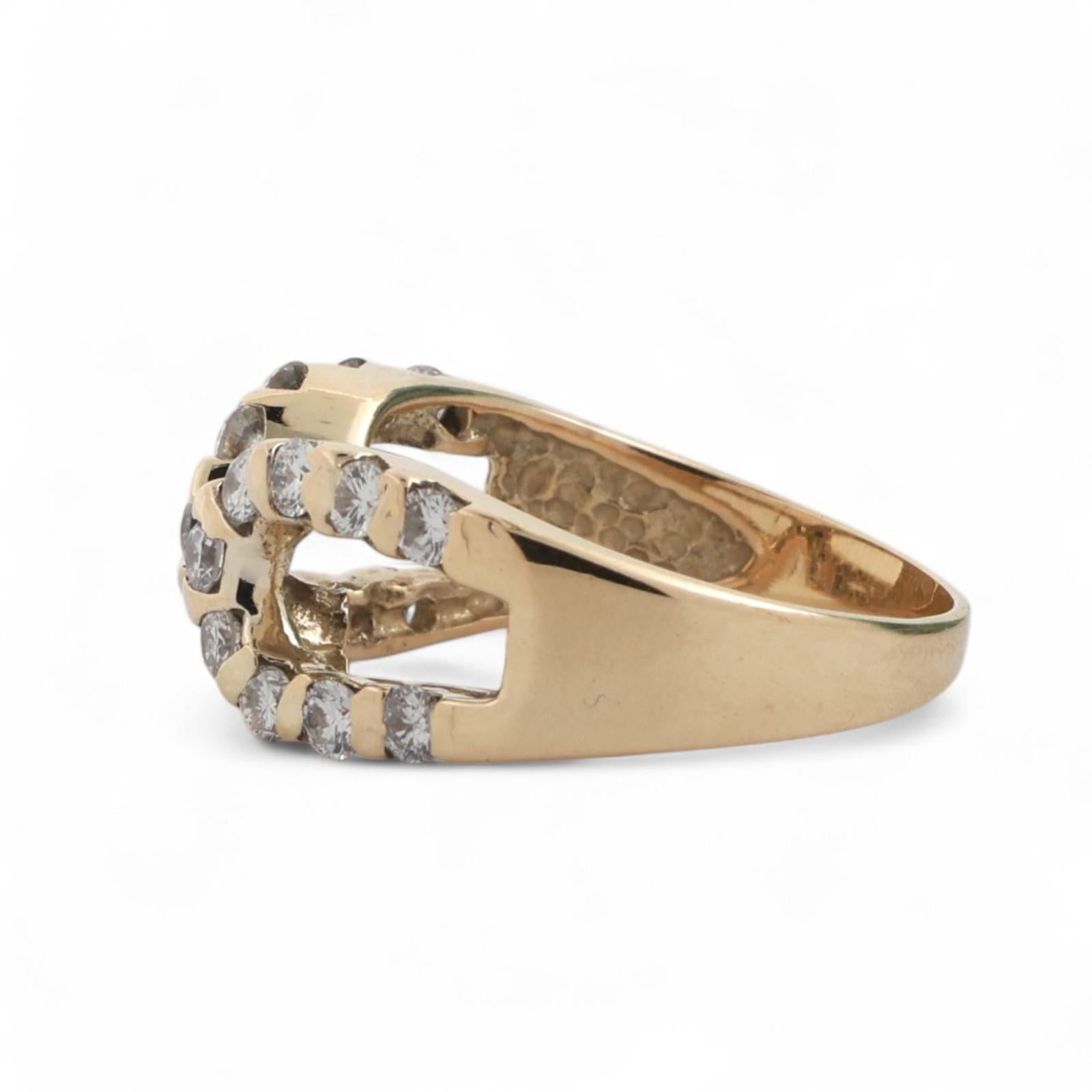 0.78 TW Diamond Cocktail Ring 14K Yellow Gold Size 6.25 Ladies Estate