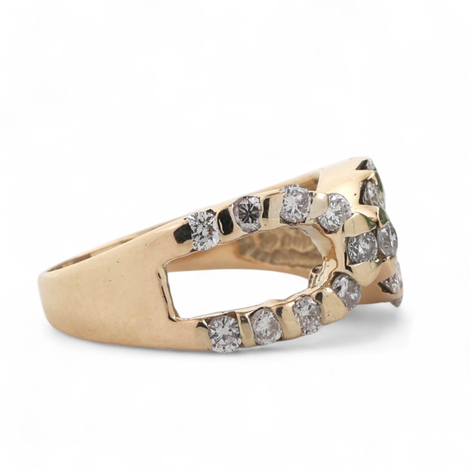 0.78 TW Diamond Cocktail Ring 14K Yellow Gold Size 6.25 Ladies Estate