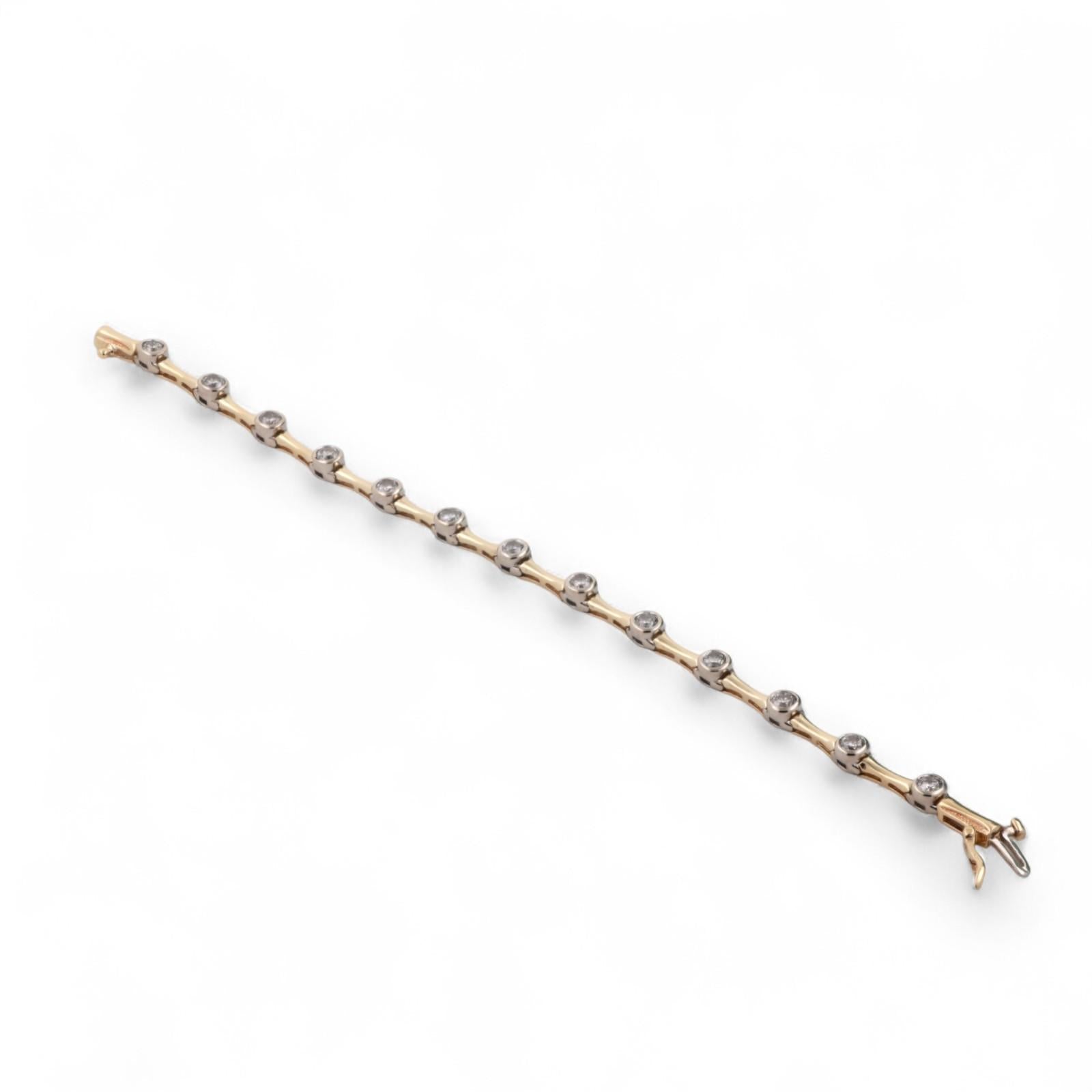 2.00 TW Diamond Bar Link Station Bracelet 14K Gold 7" Ladies Estate