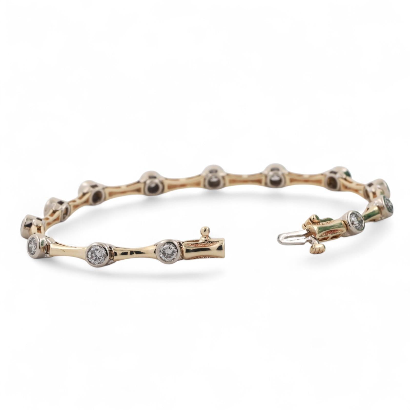 2.00 TW Diamond Bar Link Station Bracelet 14K Gold 7" Ladies Estate