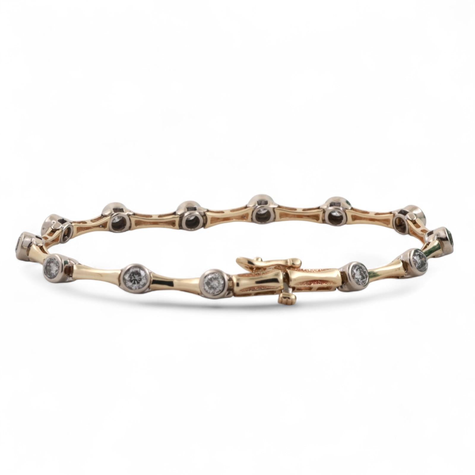 2.00 TW Diamond Bar Link Station Bracelet 14K Gold 7" Ladies Estate