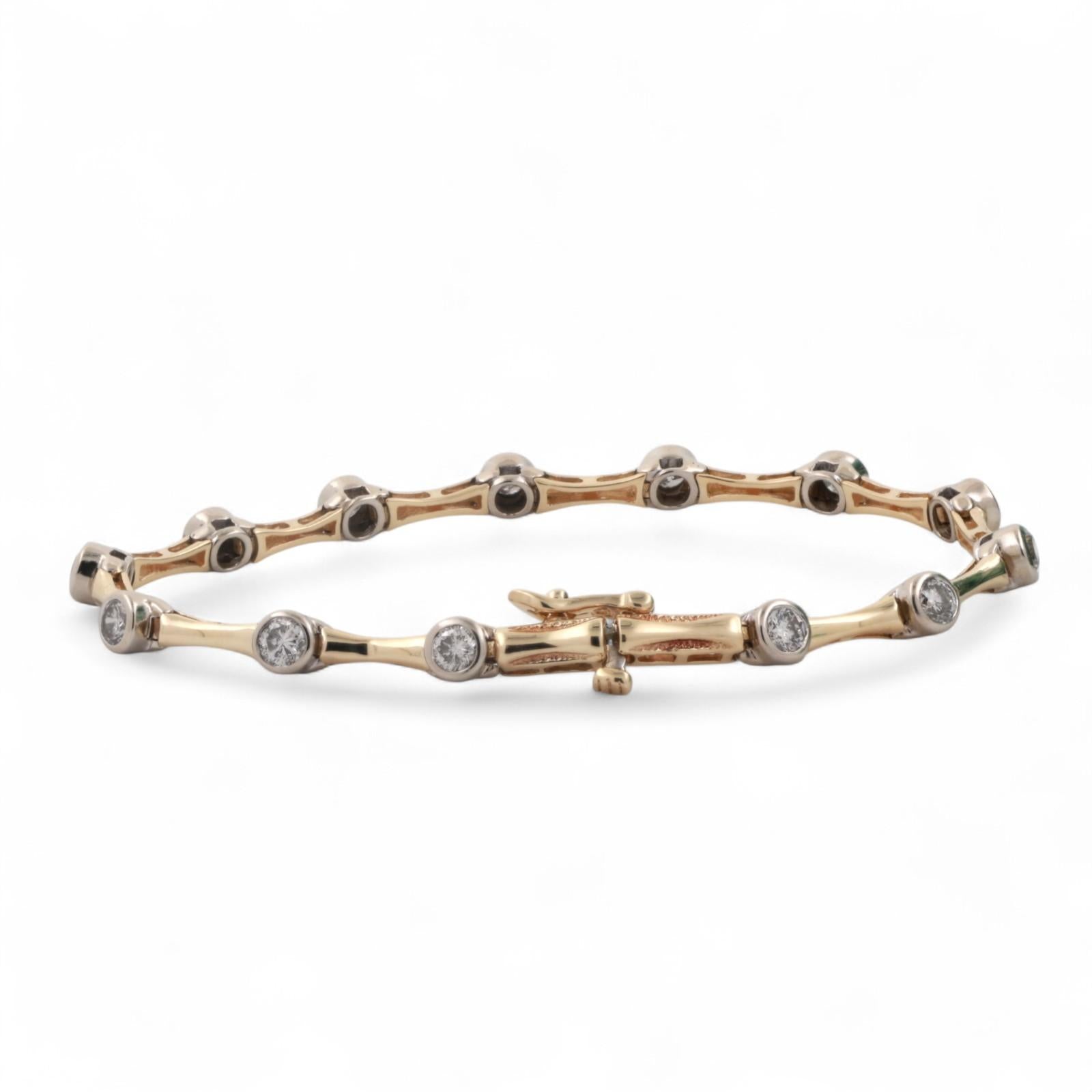 2.00 TW Diamond Bar Link Station Bracelet 14K Gold 7" Ladies Estate