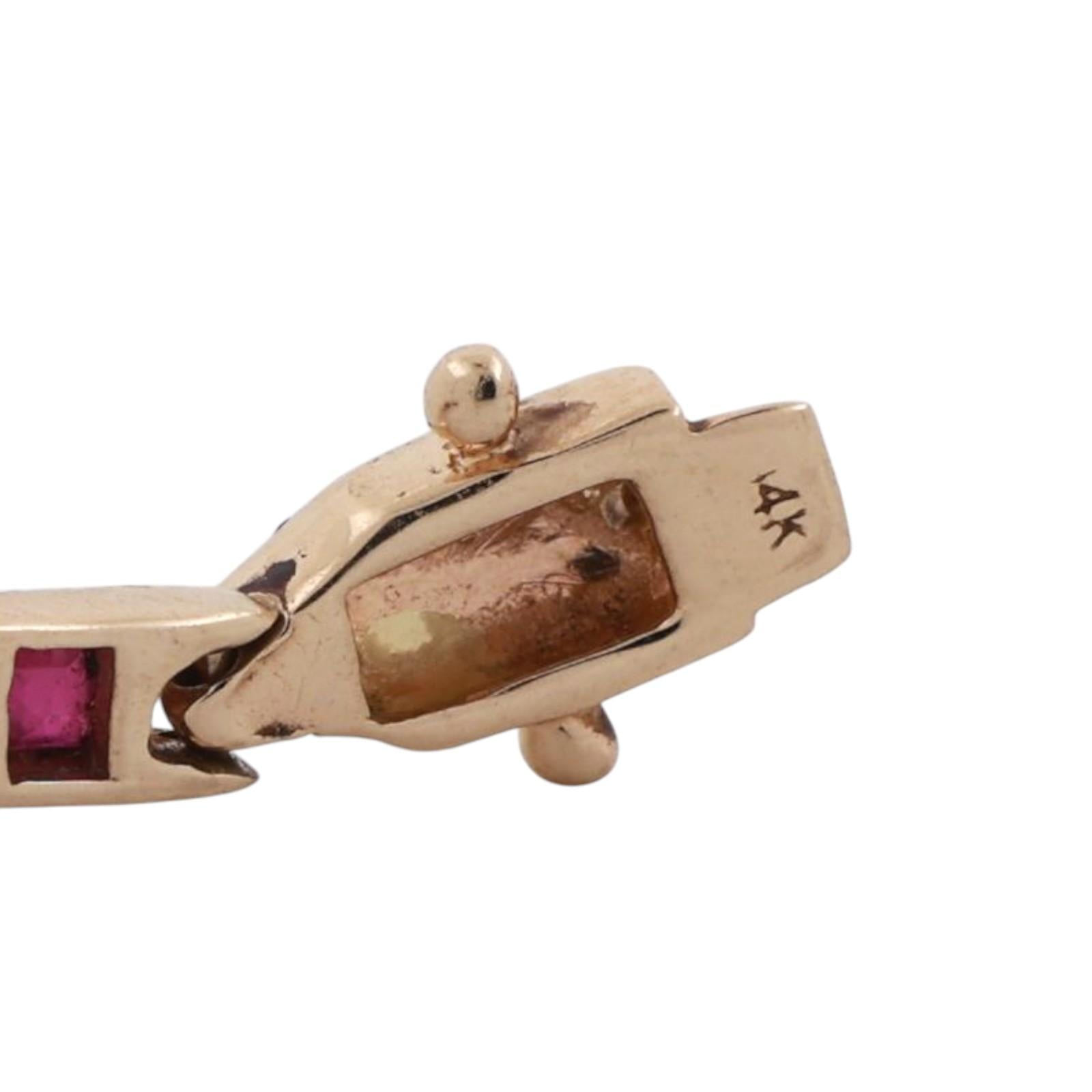 Sapphire Ruby Emerald Diamond Station Bracelet 14K Yellow Gold 1.74 CTW 7.25"