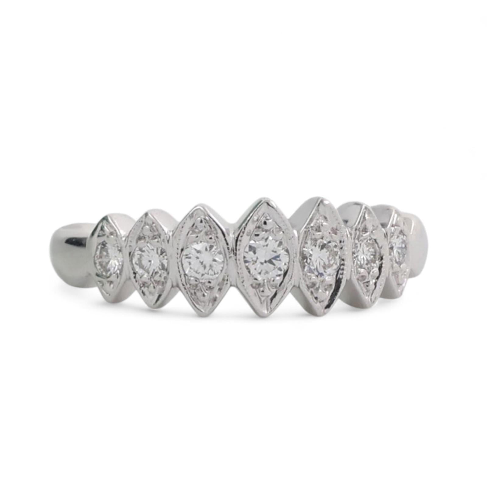 0.30 TW Diamond Half Eternity Band Ring Anniversary 14K White Gold Size 6.5