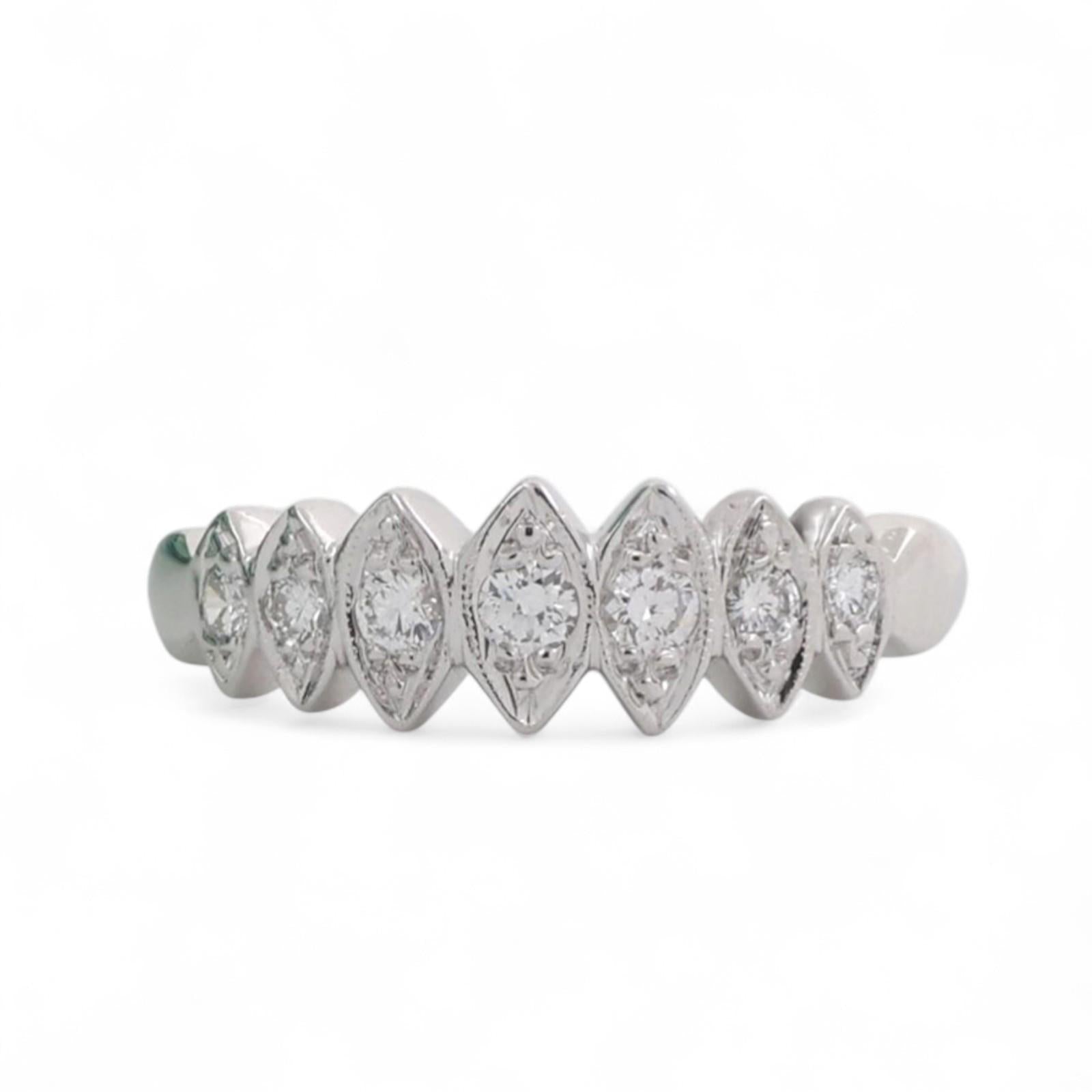 0.30 TW Diamond Half Eternity Band Ring Anniversary 14K White Gold Size 6.5