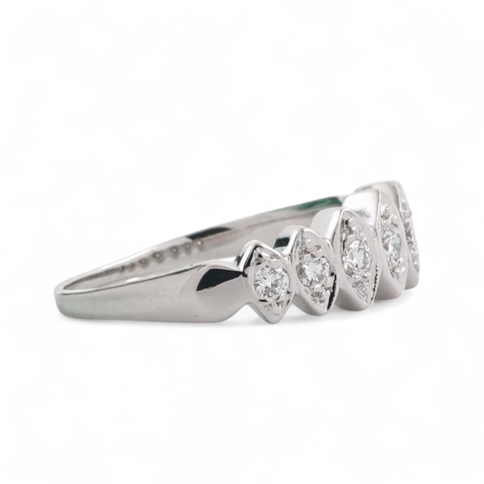 0.30 TW Diamond Half Eternity Band Ring Anniversary 14K White Gold Size 6.5