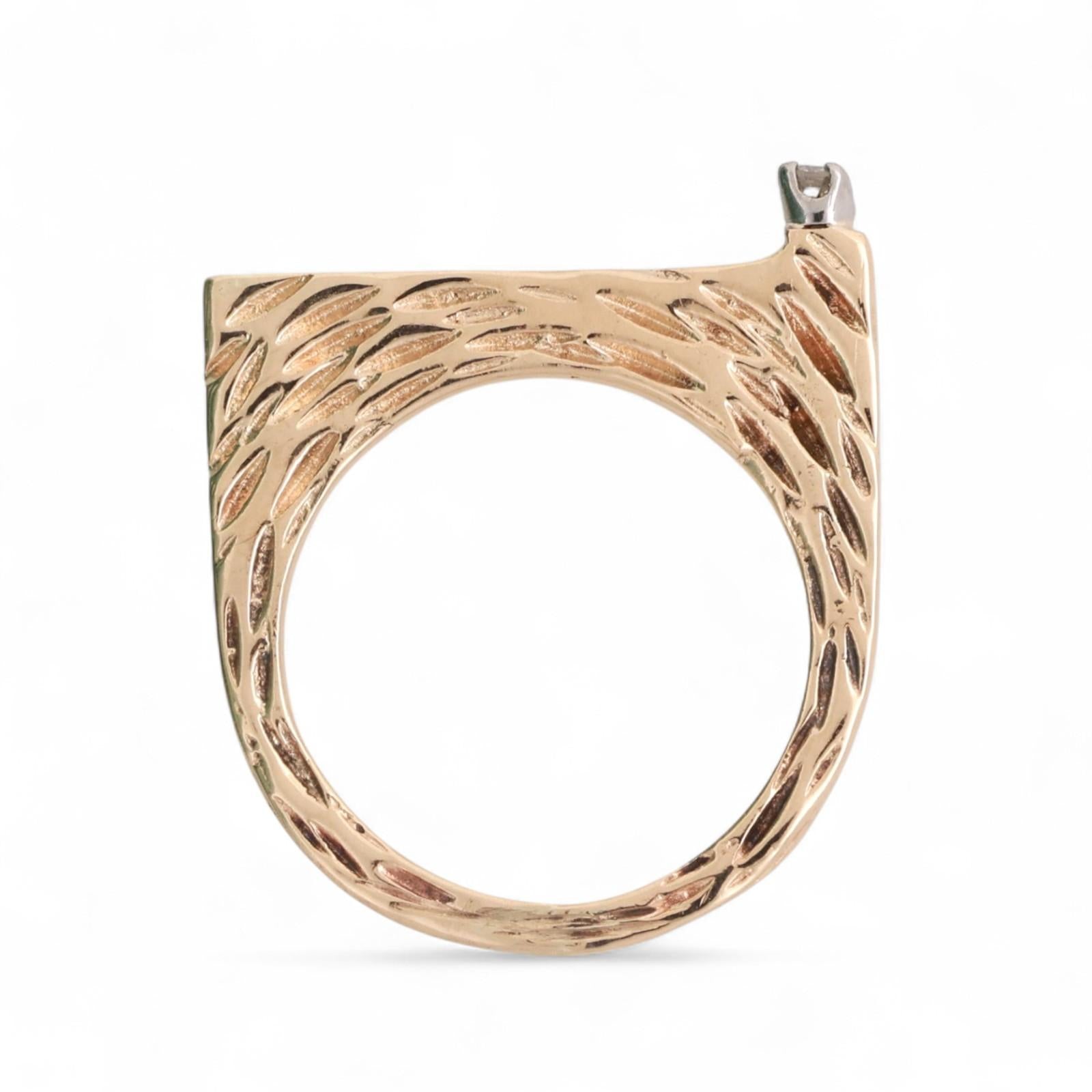 Geometric Diamond Band Ring 14K Gold 0.03 CT Size 5.5 Stackable