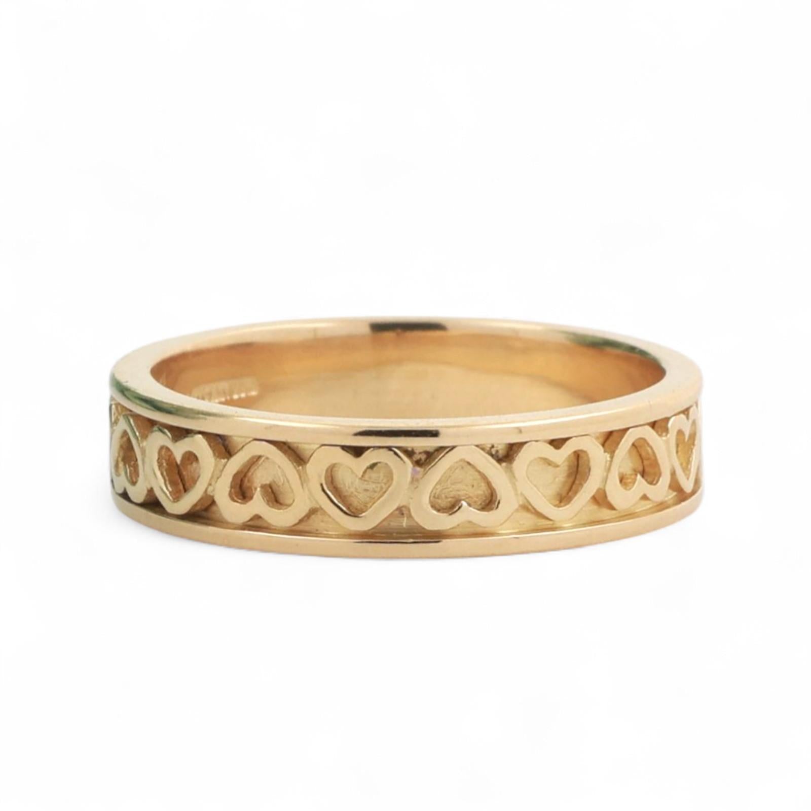 Tiffany and Co. Cutout Heart Band Ring 18K Yellow Gold Size 7 Estate