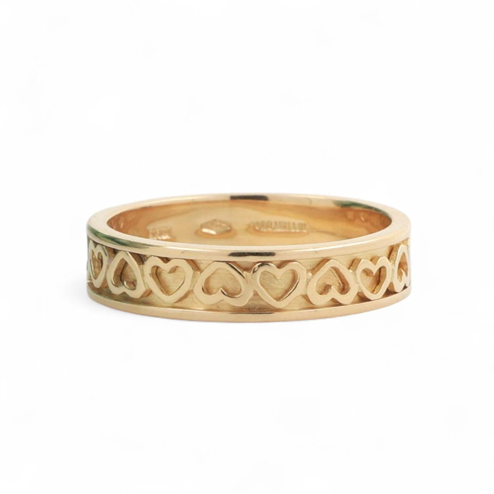 Tiffany and Co. Cutout Heart Band Ring 18K Yellow Gold Size 7 Estate