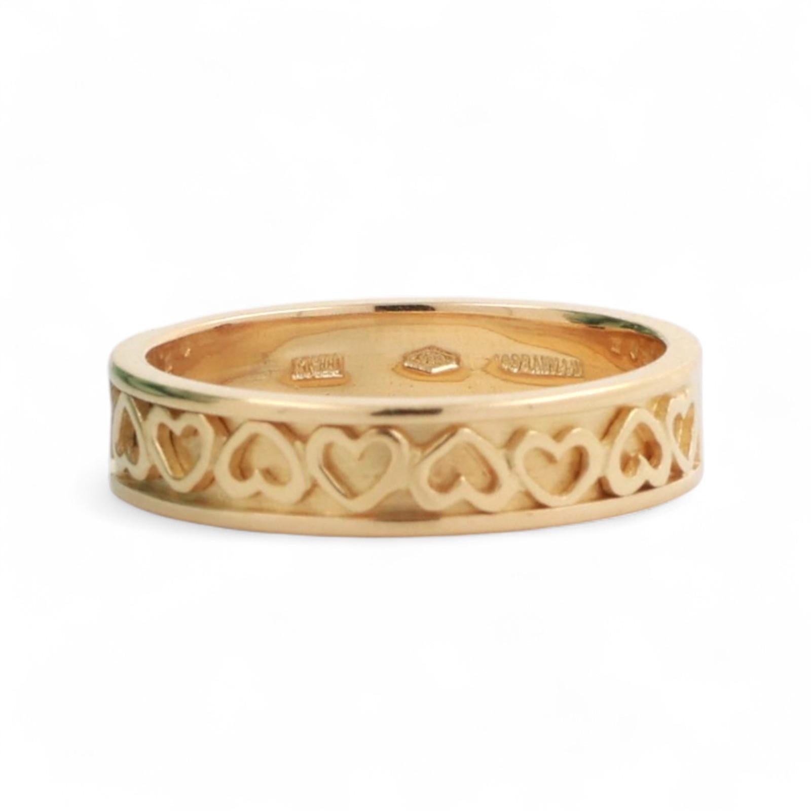 Tiffany and Co. Cutout Heart Band Ring 18K Yellow Gold Size 7 Estate