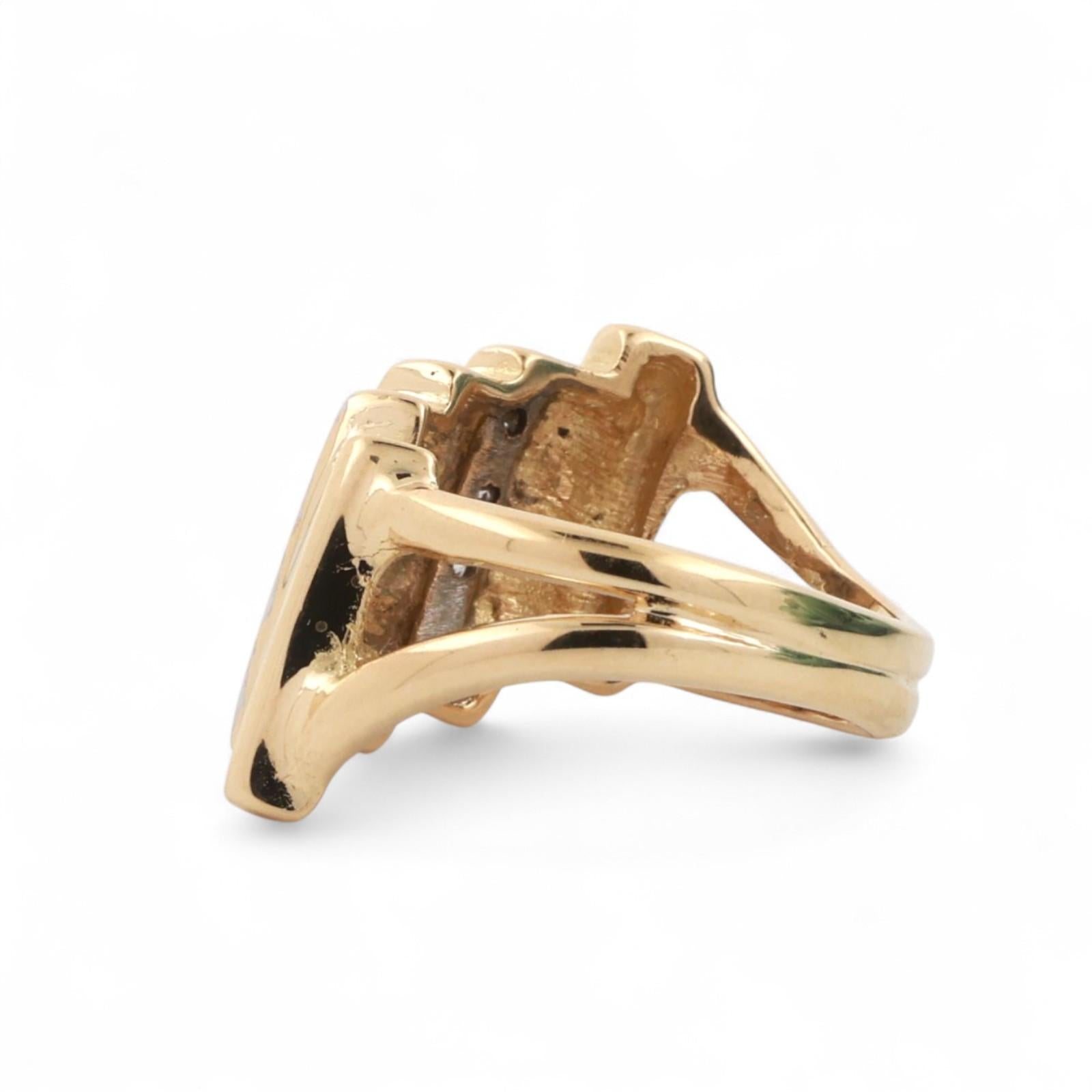 0.25 TW Diamond Wide Band Bar Ring 18K Gold Size 6.5 Estate