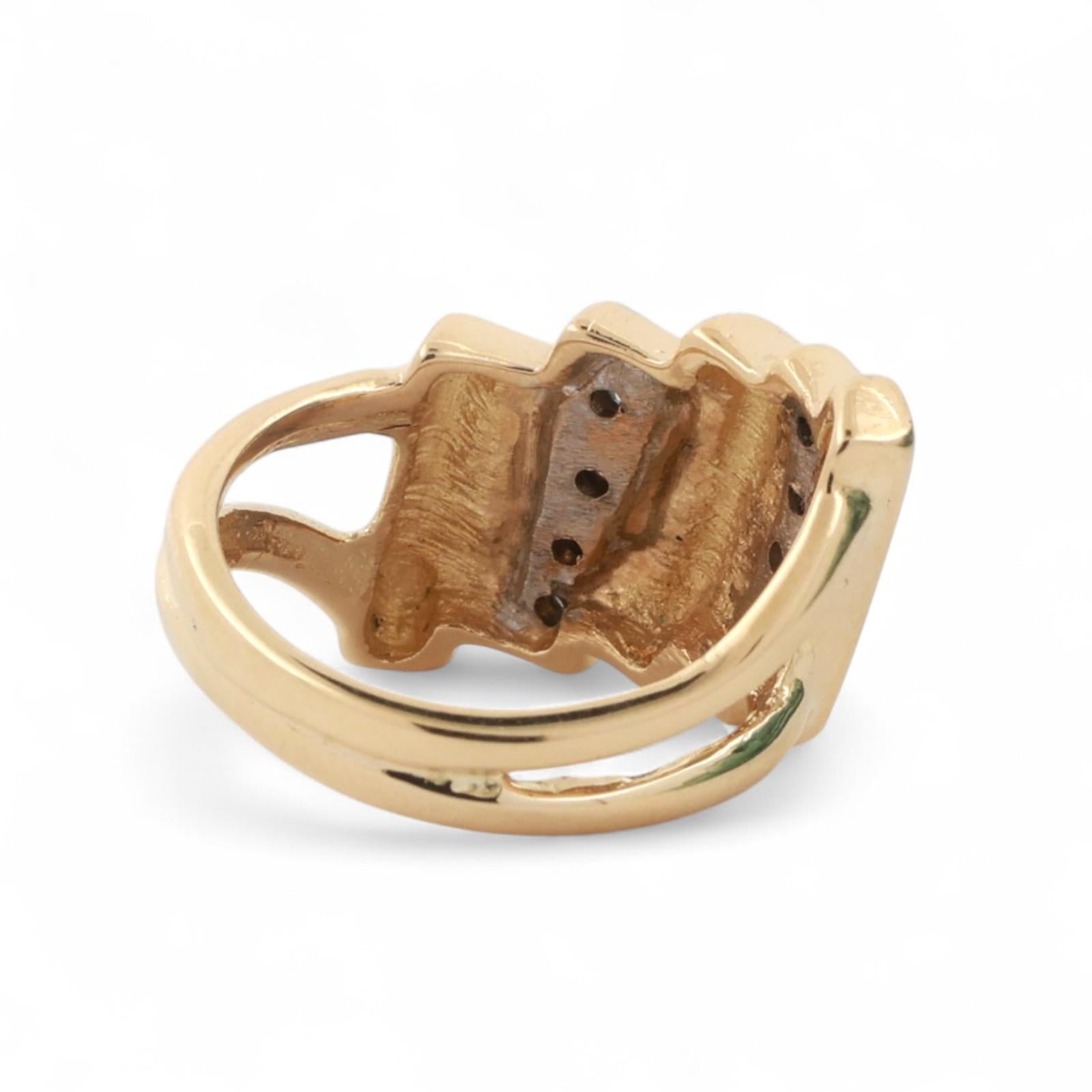 0.25 TW Diamond Wide Band Bar Ring 18K Gold Size 6.5 Estate
