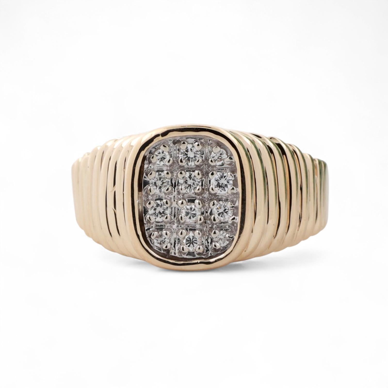 Mens Cluster Diamond Square Ring 14K Gold 0.38 TW Size 13.25 Estate