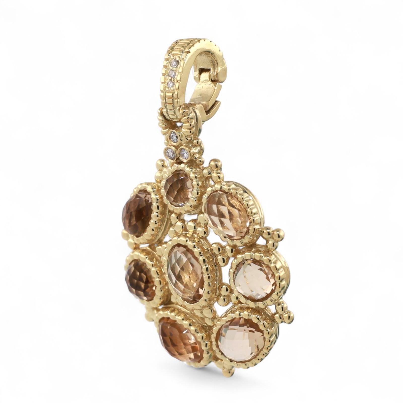 Judith Ripka Citrine Diamond Pendant 18K Yellow Gold 3.00 CTW 1.60" Ladies