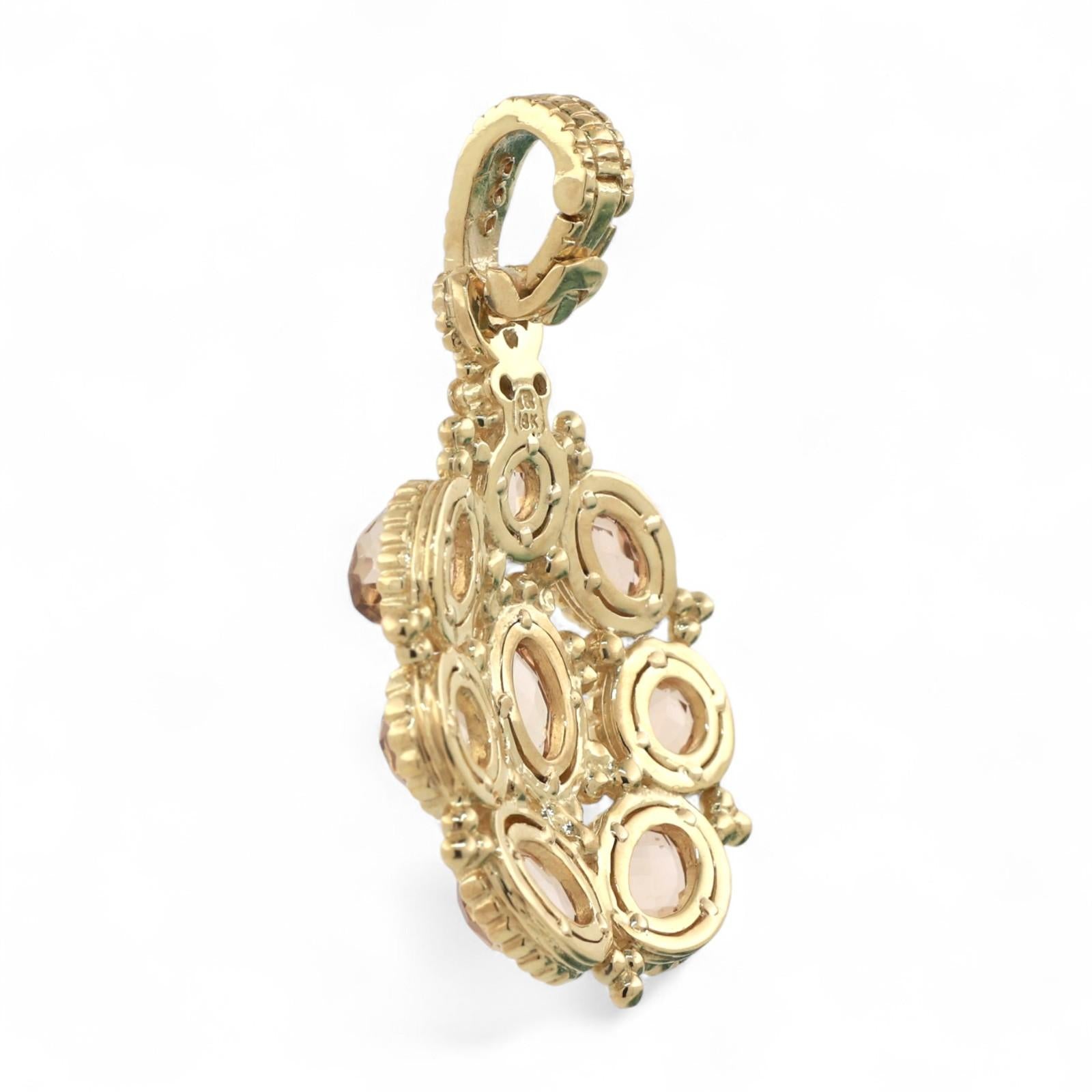 Judith Ripka Citrine Diamond Pendant 18K Yellow Gold 3.00 CTW 1.60" Ladies