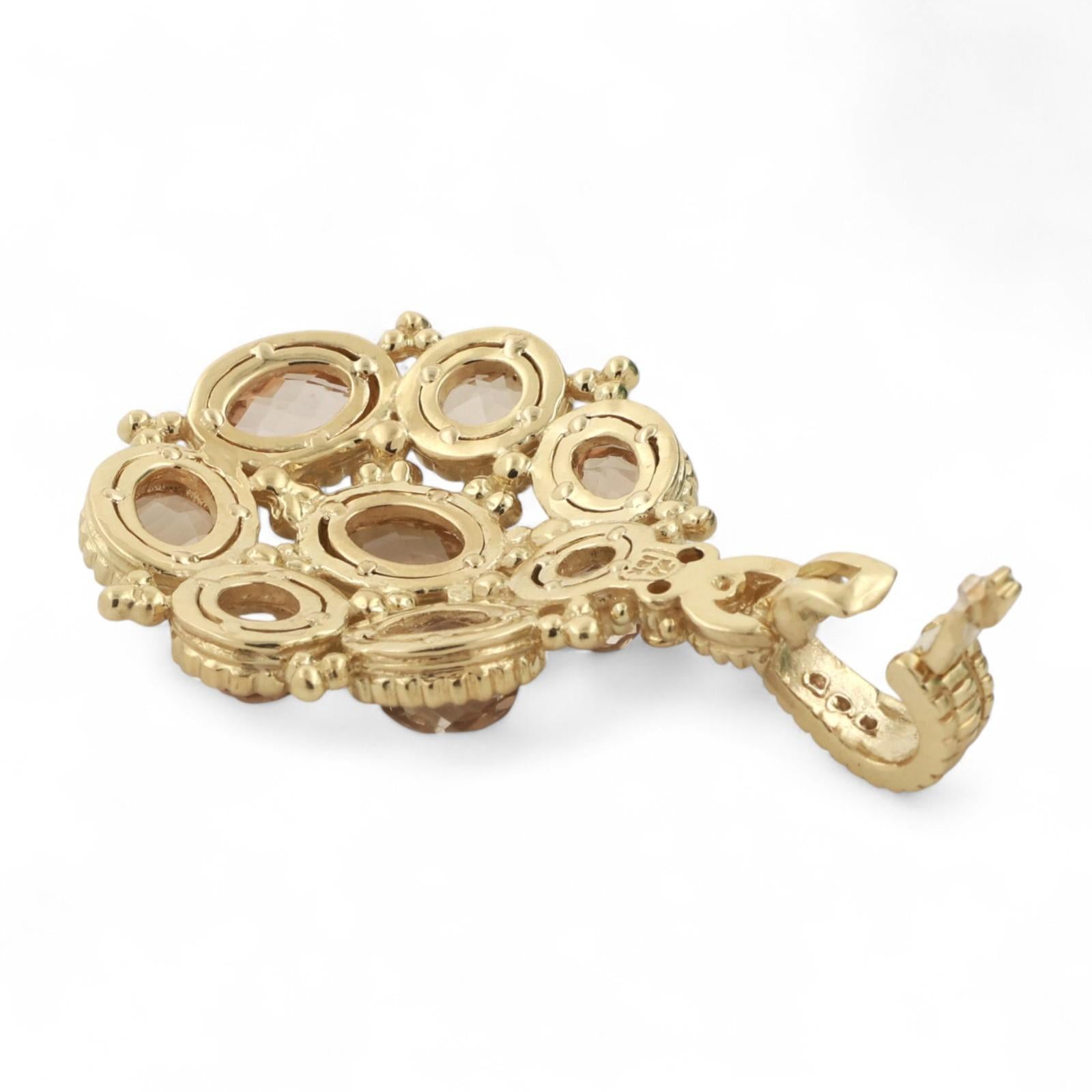 Judith Ripka Citrine Diamond Pendant 18K Yellow Gold 3.00 CTW 1.60" Ladies