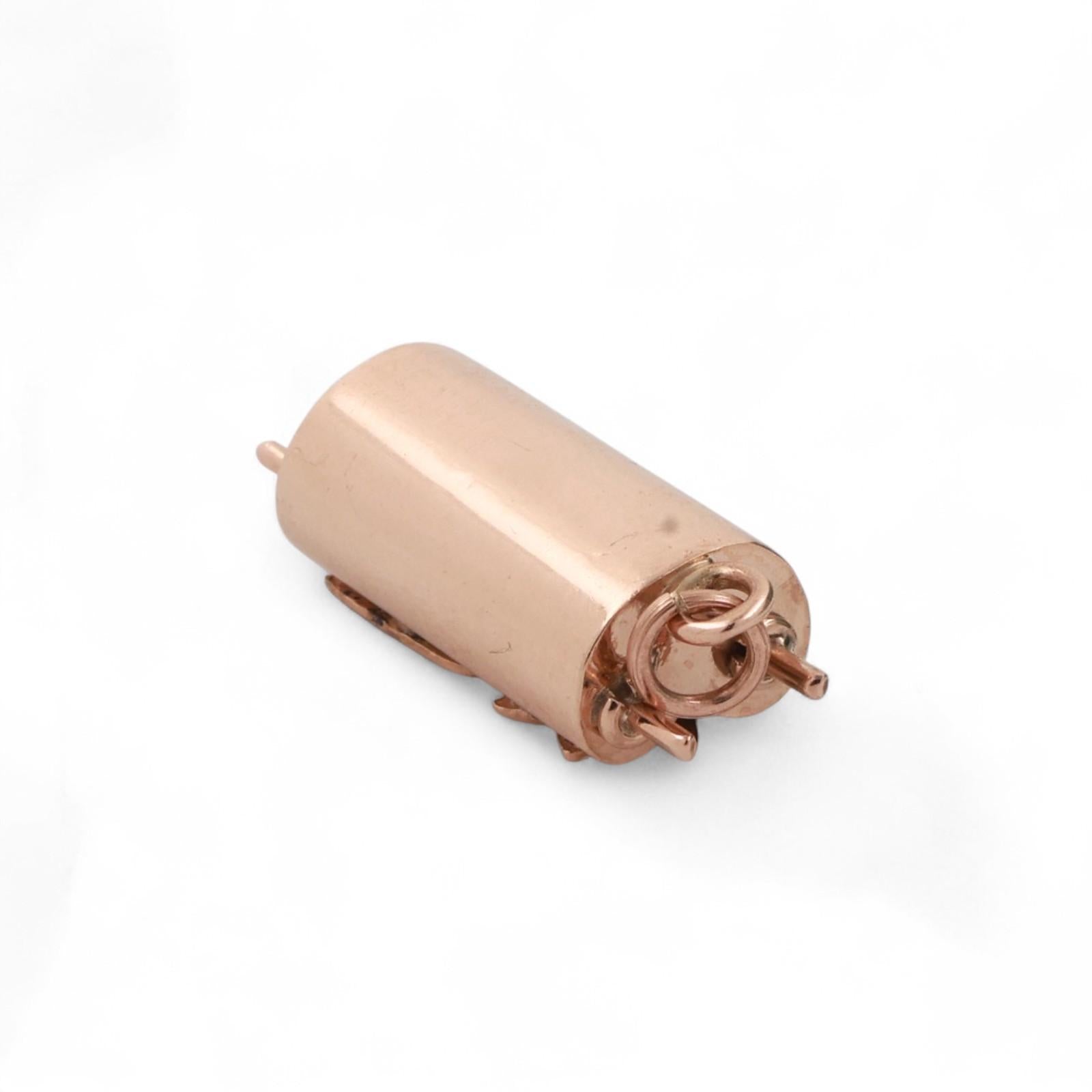 Religious Mezuzah Cover Charm Pendant 10K Rose Gold Enamel 1.10" Unisex Estate