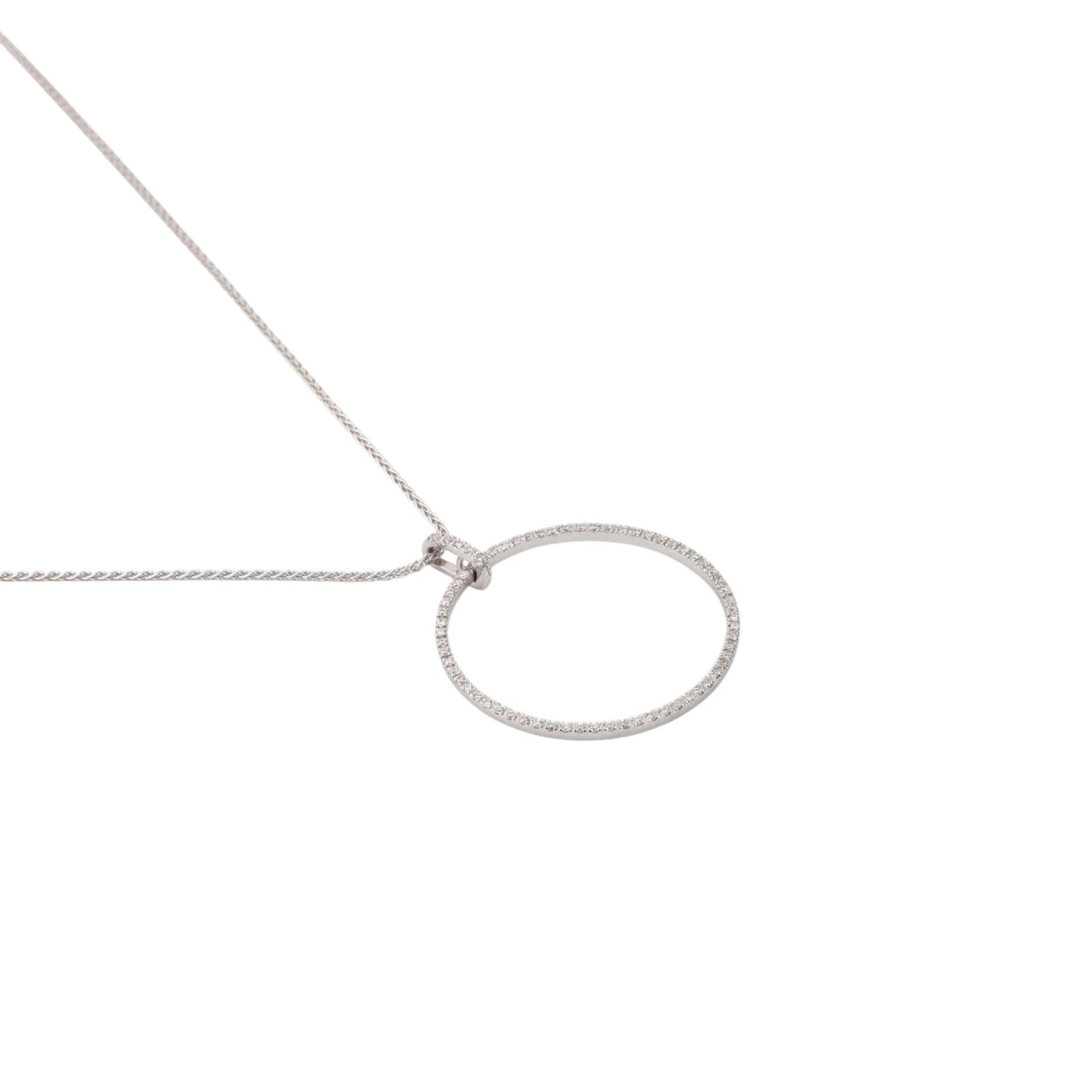 0.75 TW Circle of Life Diamond Pendant Spiga Wheat Chain Necklace 18K Gold 19.5"