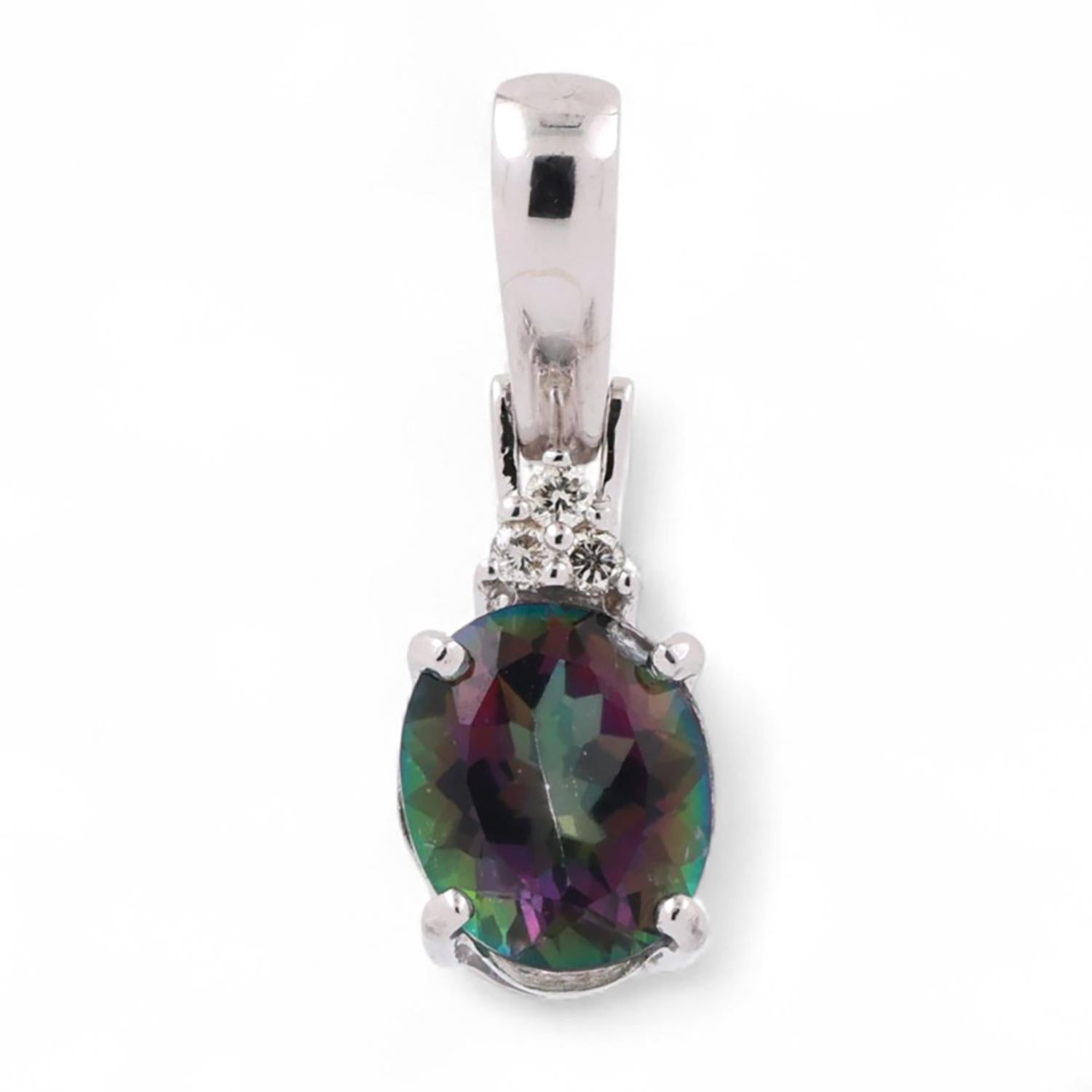 Mystic Topaz Diamond Pendant Earring Set 14K White Gold 7.80 CTW Estate