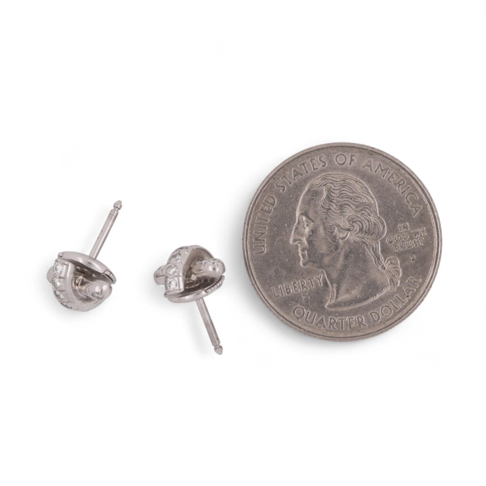 Tiffany & Co. Diamond X Cross Stitch Stud Earrings Platinum 0.38 TW Estate