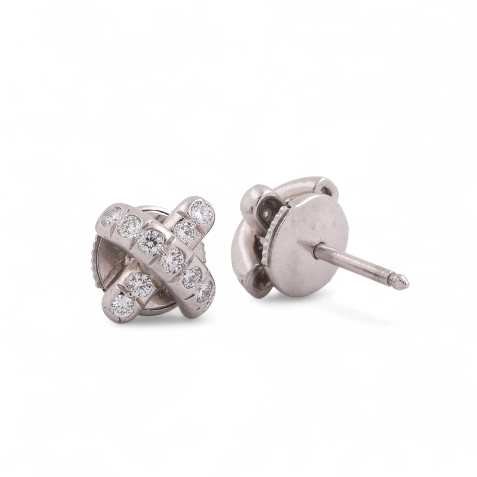 Tiffany & Co. Diamond X Cross Stitch Stud Earrings Platinum 0.38 TW Estate