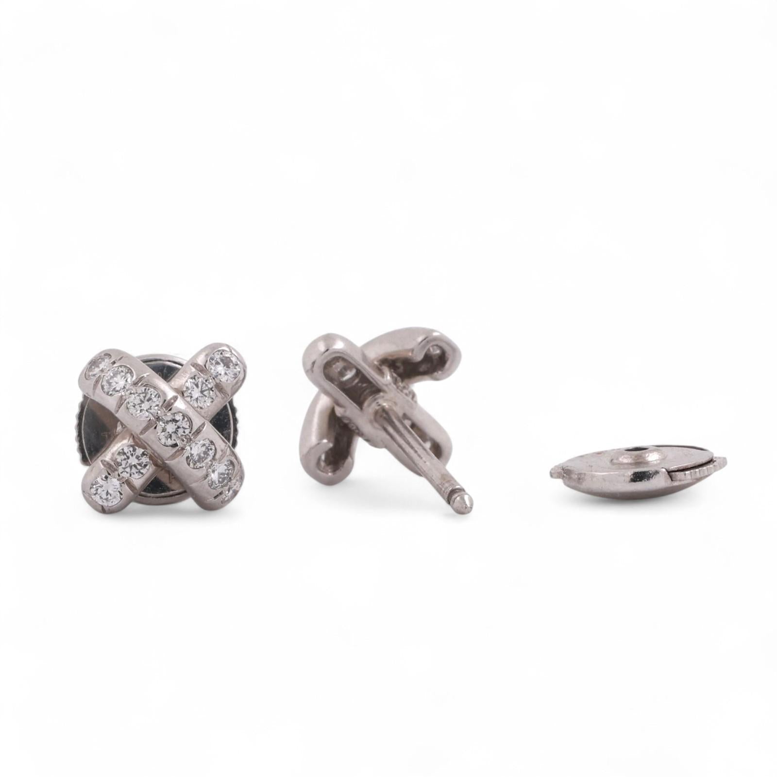 Tiffany & Co. Diamond X Cross Stitch Stud Earrings Platinum 0.38 TW Estate