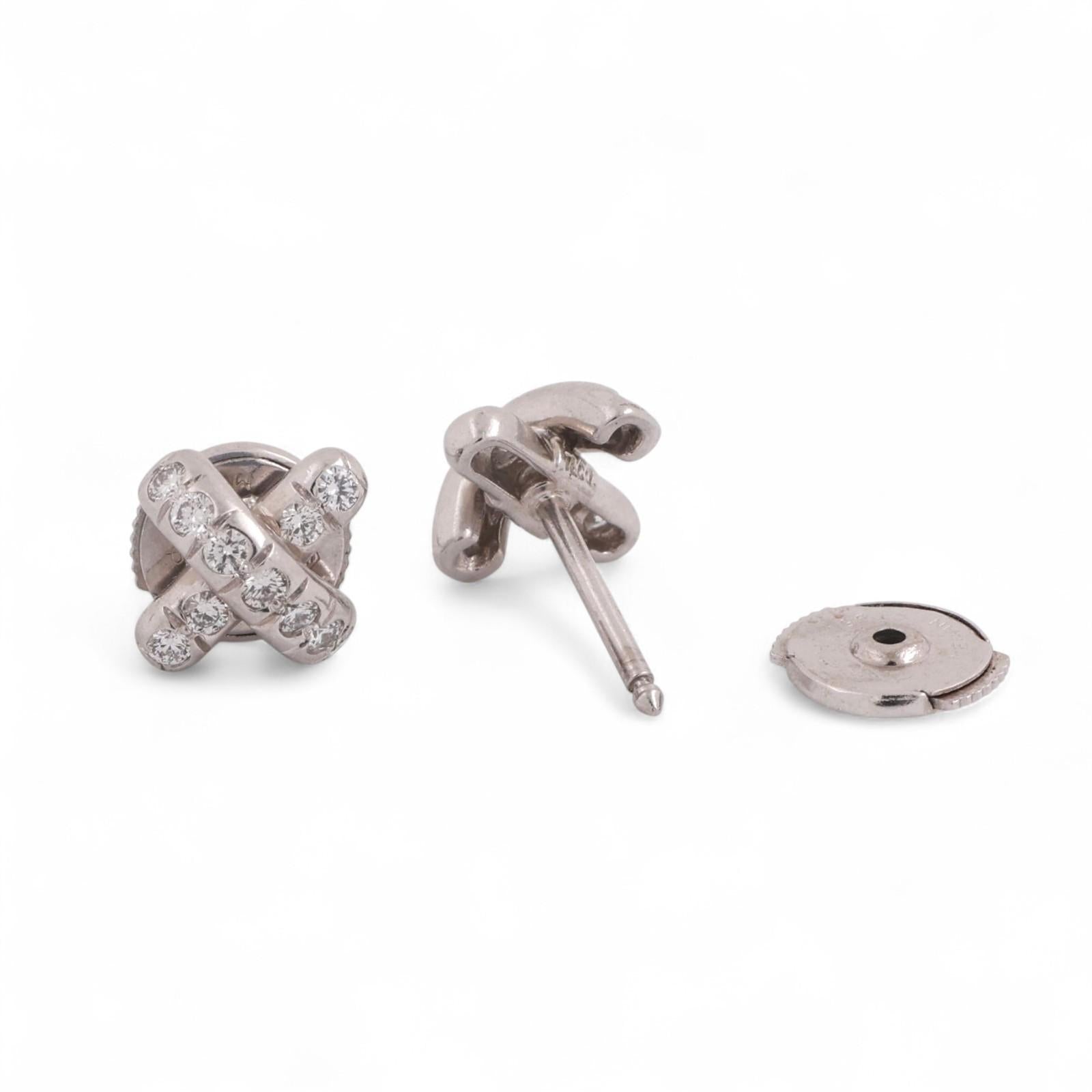 Tiffany & Co. Diamond X Cross Stitch Stud Earrings Platinum 0.38 TW Estate