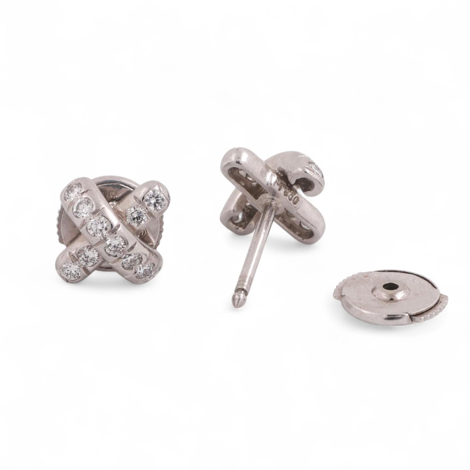 Tiffany & Co. Diamond X Cross Stitch Stud Earrings Platinum 0.38 TW Estate