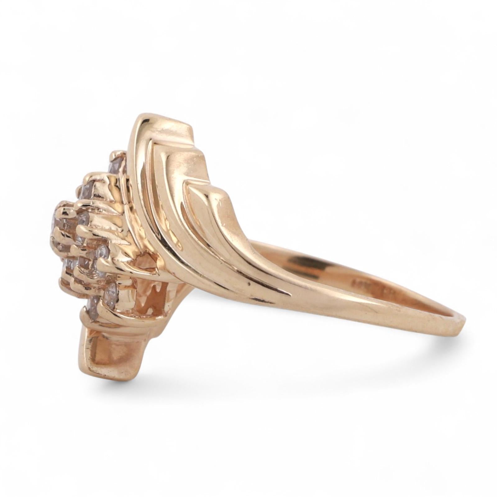 Cluster Diamond Cascade Ring 14K Yellow Gold 0.50 TW Size 6.5 Ladies Estate