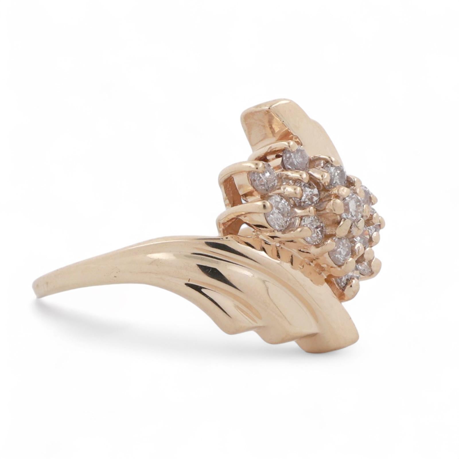 Cluster Diamond Cascade Ring 14K Yellow Gold 0.50 TW Size 6.5 Ladies Estate