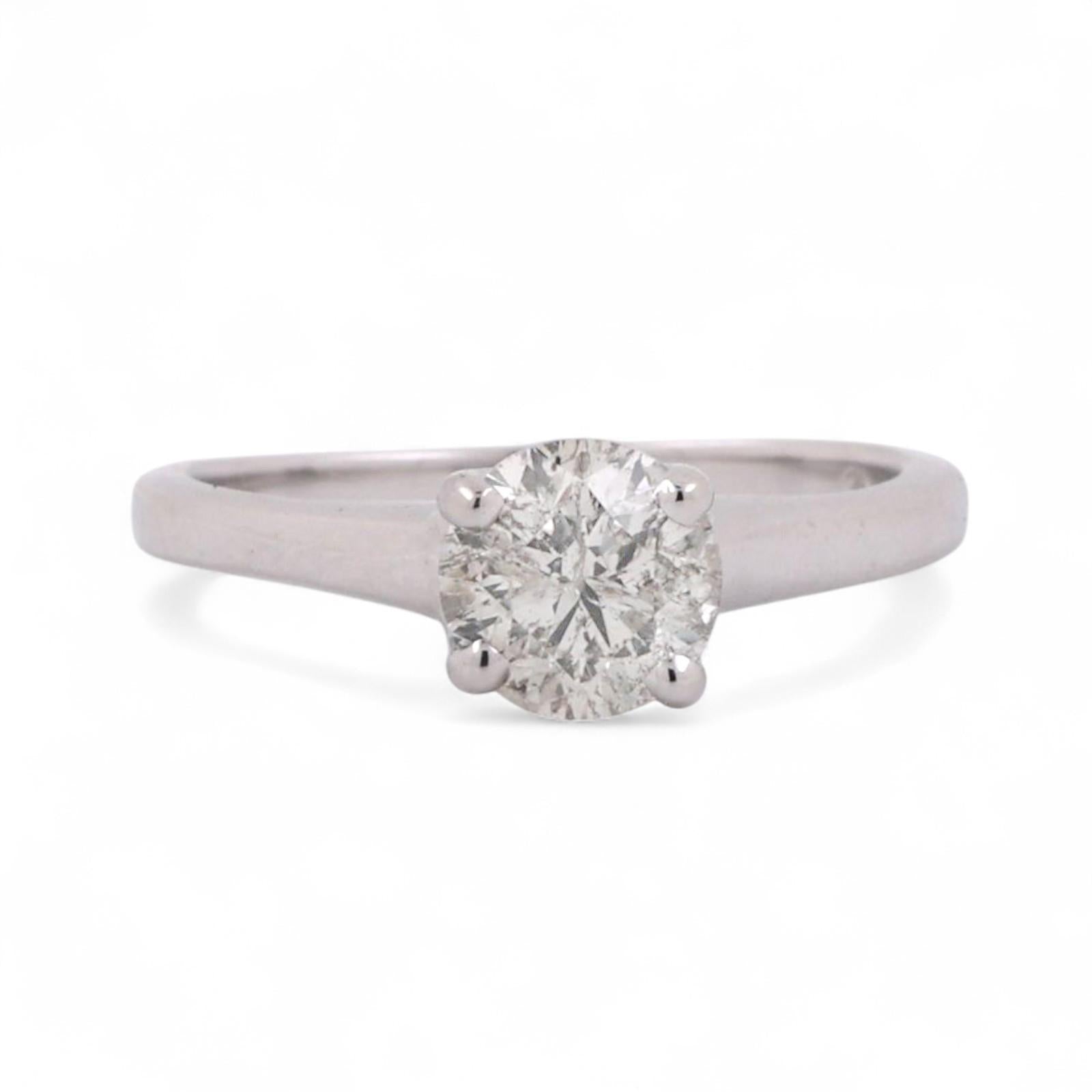 1.07 TW Solitaire Diamond Engagement Ring With Accents 18K White Gold Size 6.5