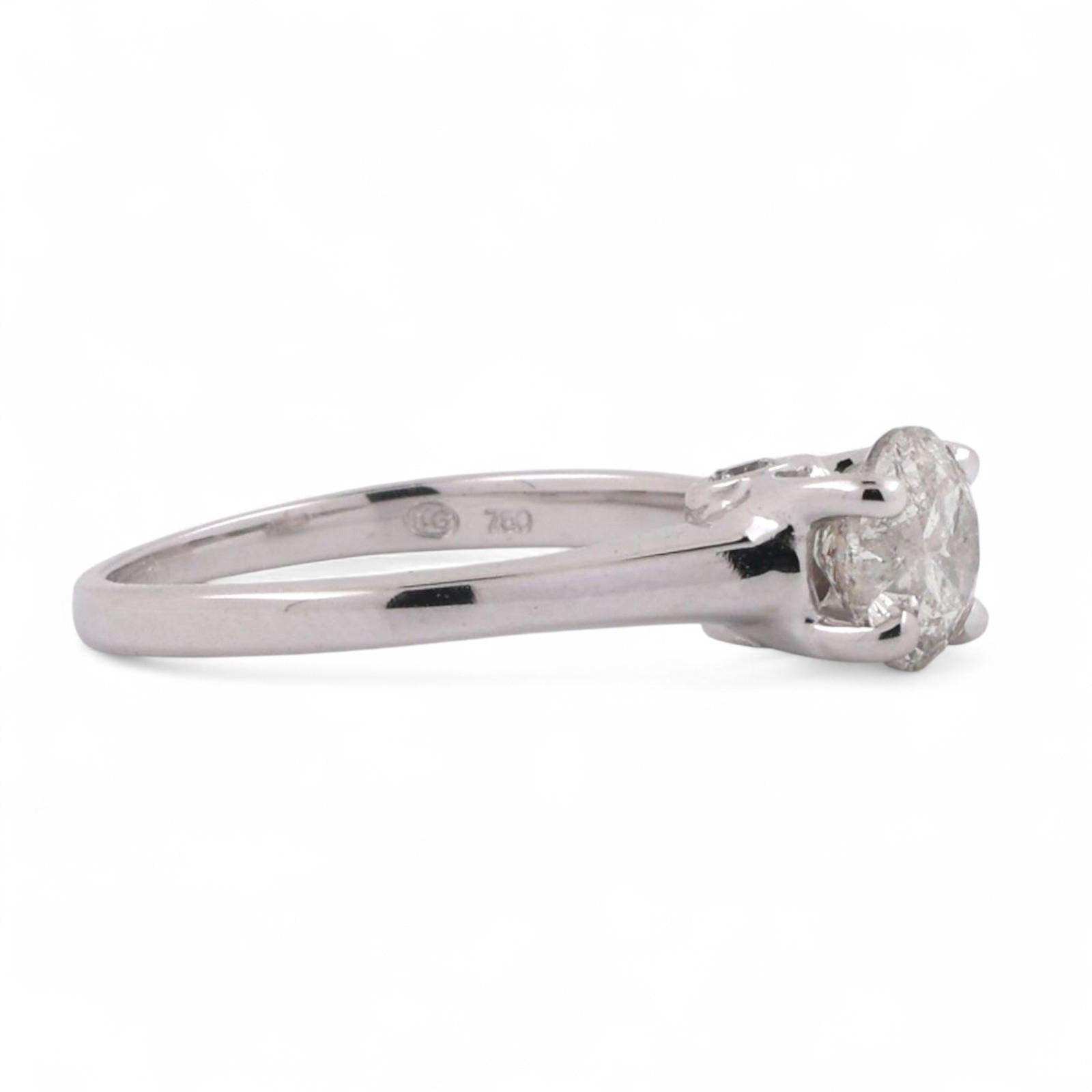 1.07 TW Solitaire Diamond Engagement Ring With Accents 18K White Gold Size 6.5