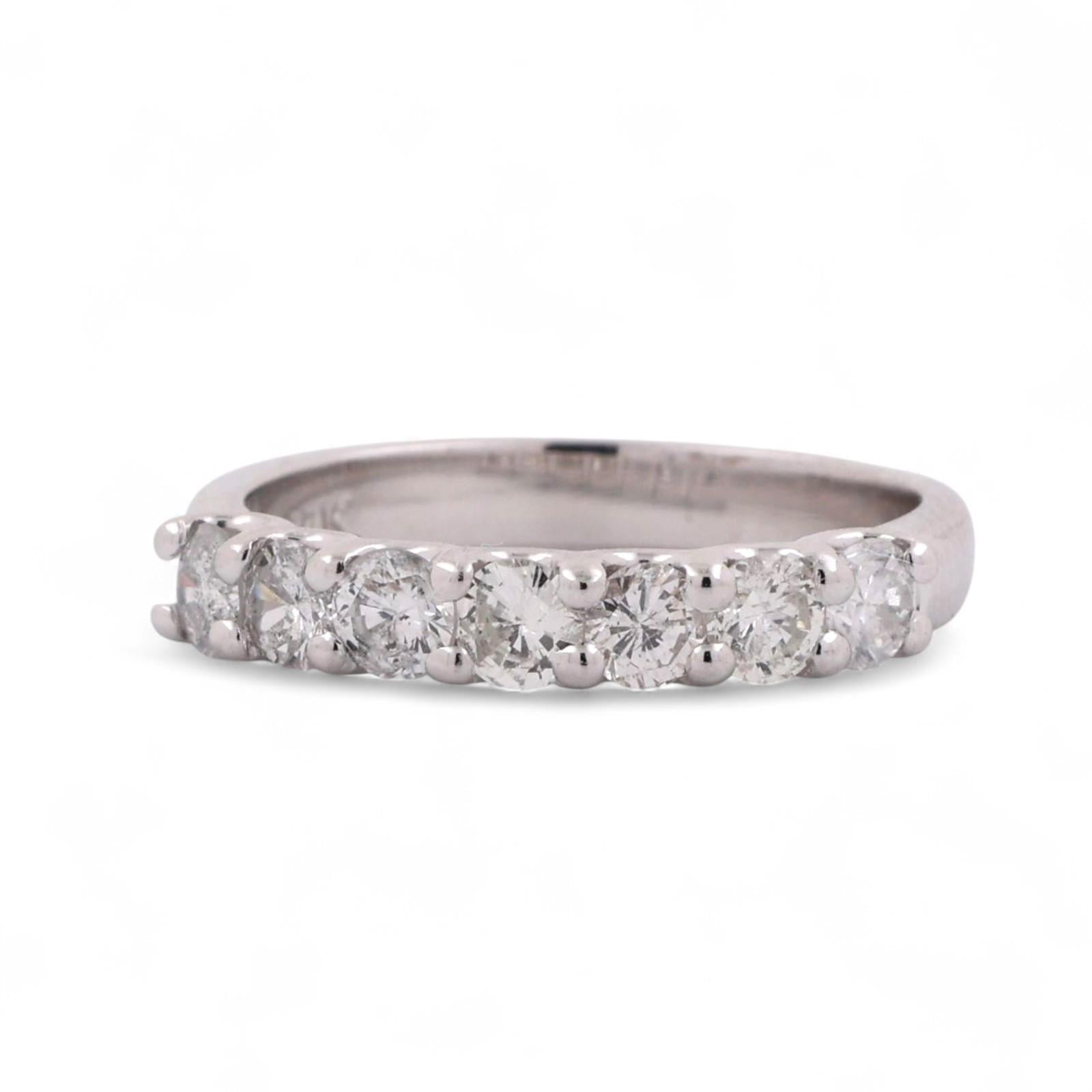 0.95 TW Diamond Half Eternity Band Ring 14K White Gold Round Diamonds Size 6.5