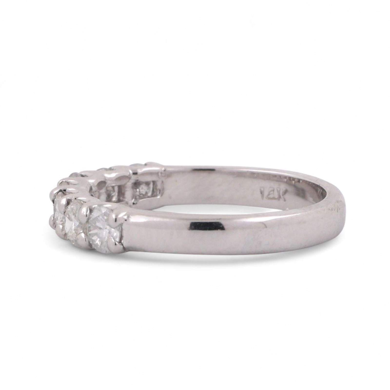0.95 TW Diamond Half Eternity Band Ring 14K White Gold Round Diamonds Size 6.5