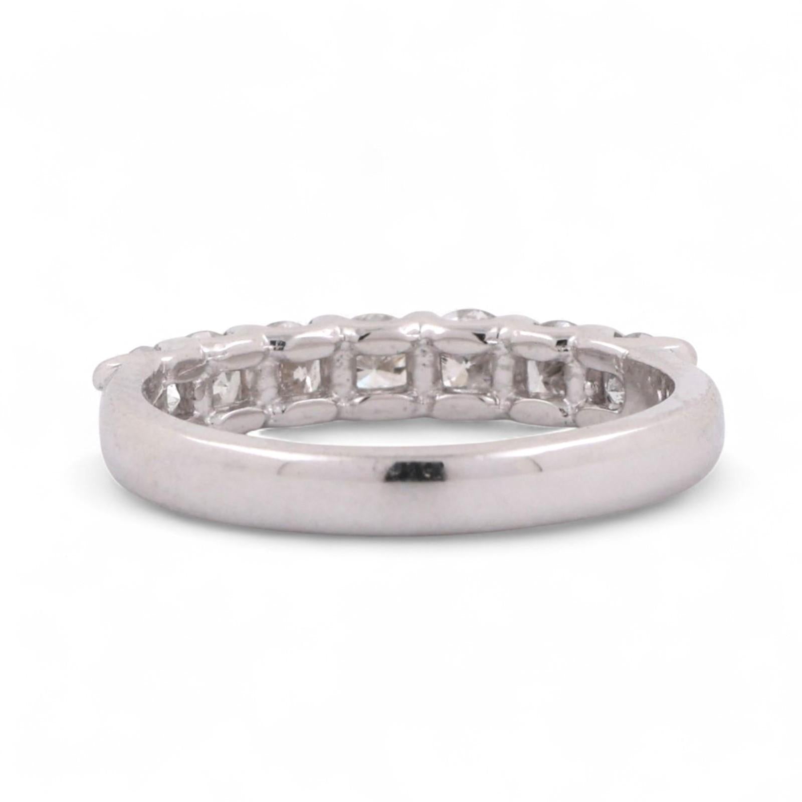 0.95 TW Diamond Half Eternity Band Ring 14K White Gold Round Diamonds Size 6.5