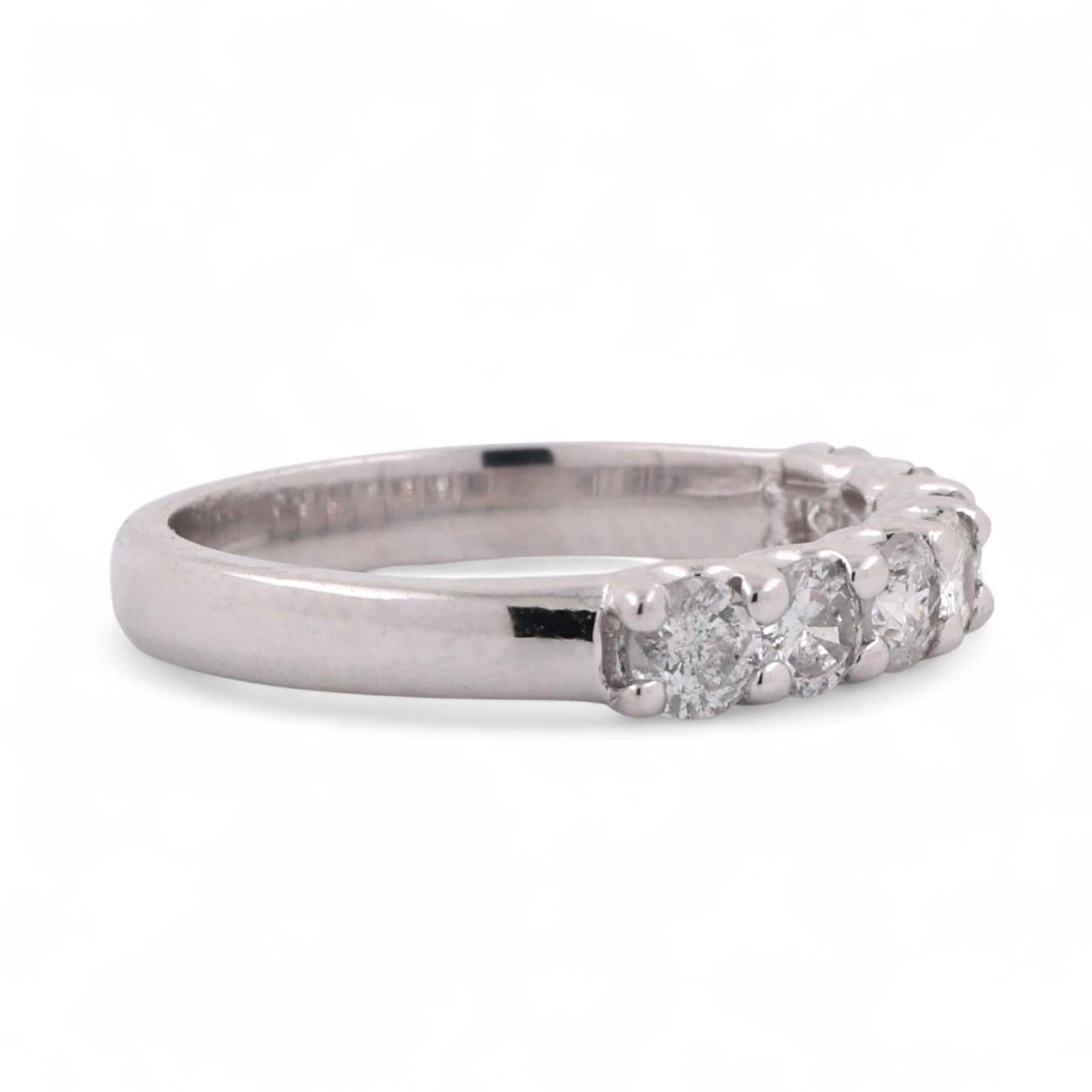 0.95 TW Diamond Half Eternity Band Ring 14K White Gold Round Diamonds Size 6.5