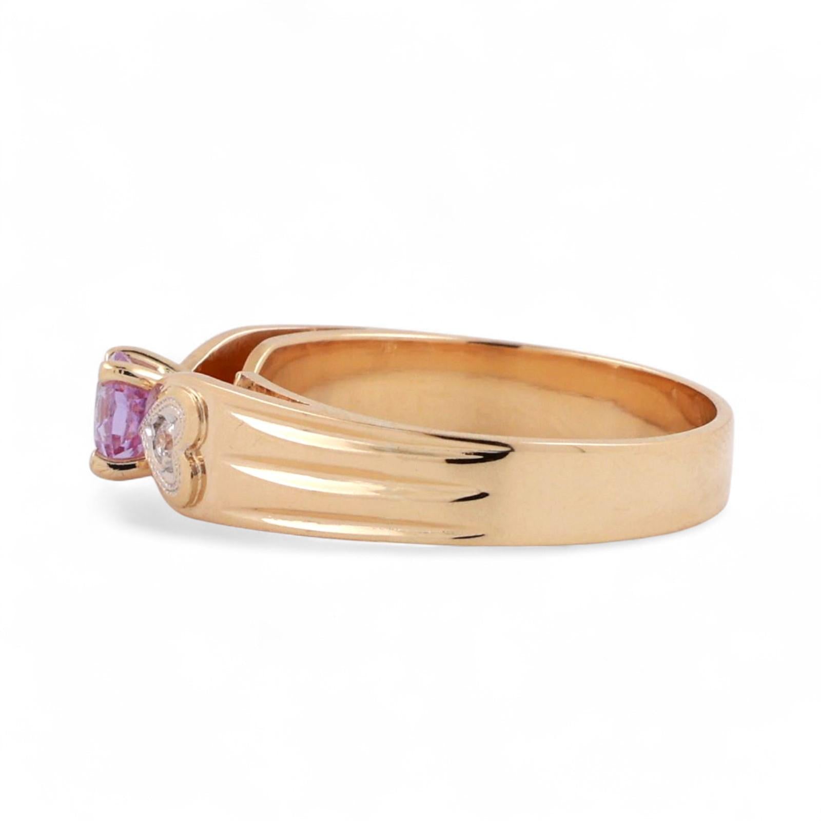 Solitaire Purple Cubic Zirconia Gemstone Heart Ring 18K Gold Size 9 Ladies