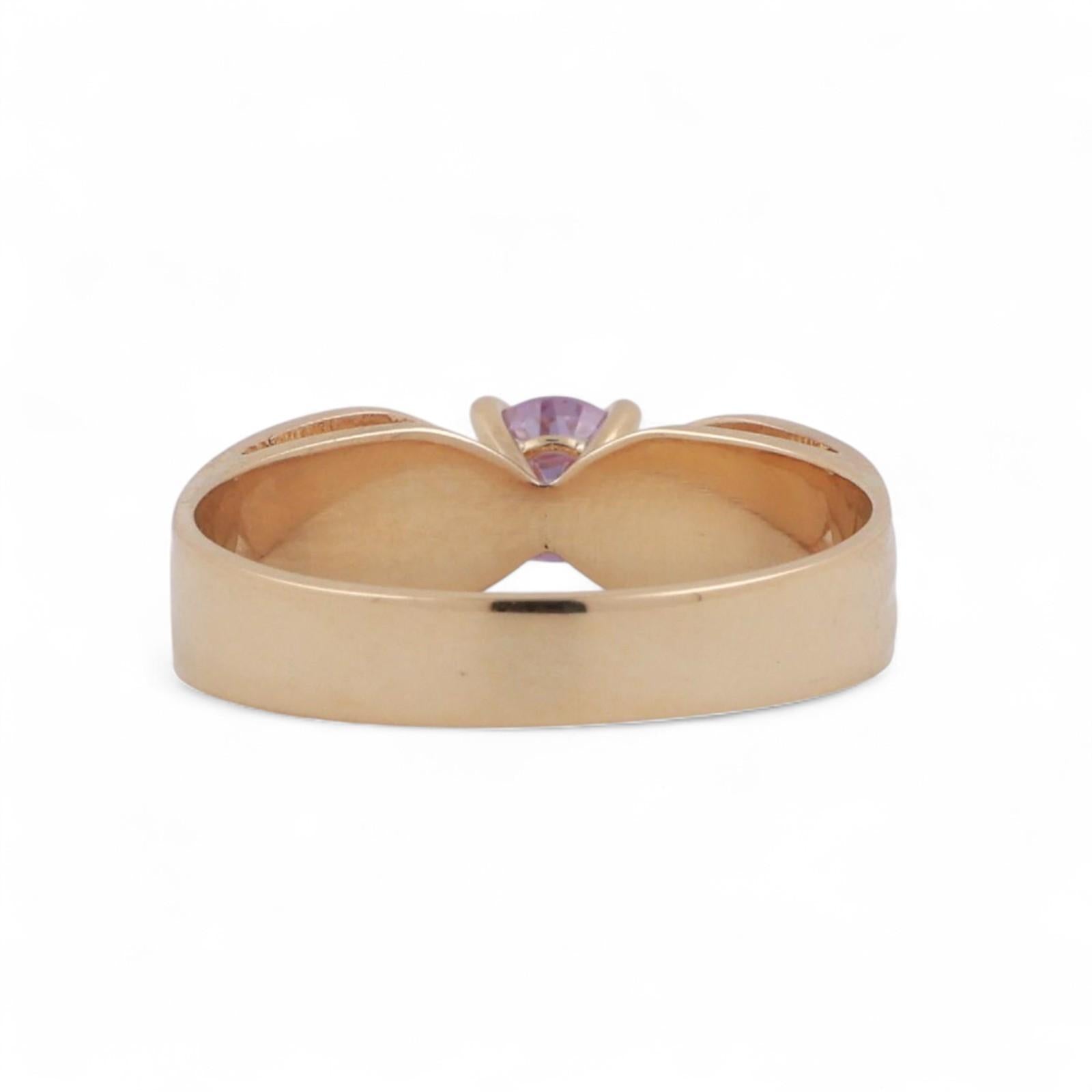 Solitaire Purple Cubic Zirconia Gemstone Heart Ring 18K Gold Size 9 Ladies