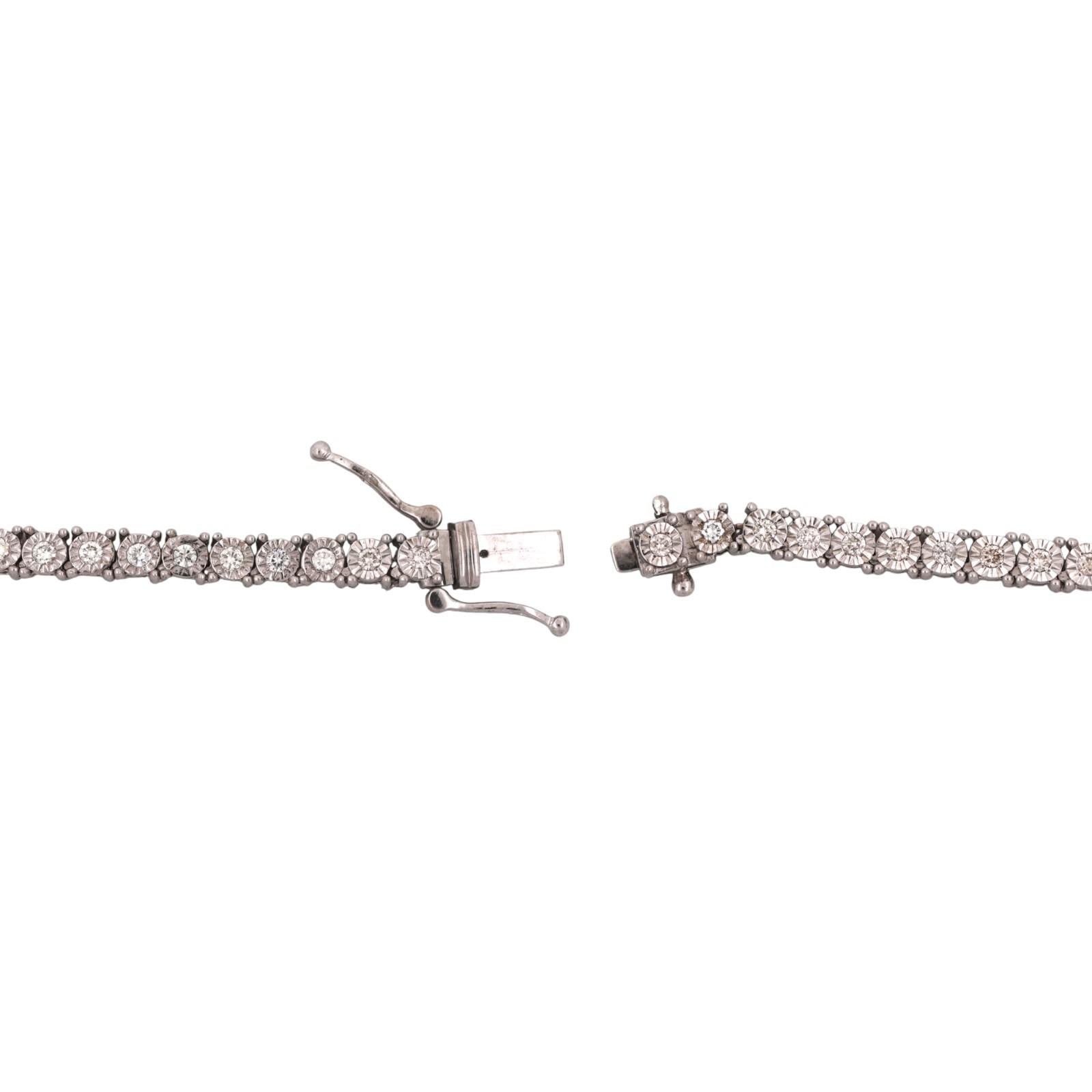 5.00 TW Diamond Tennis Necklace 10K White Gold 25.75" Ladies Estate