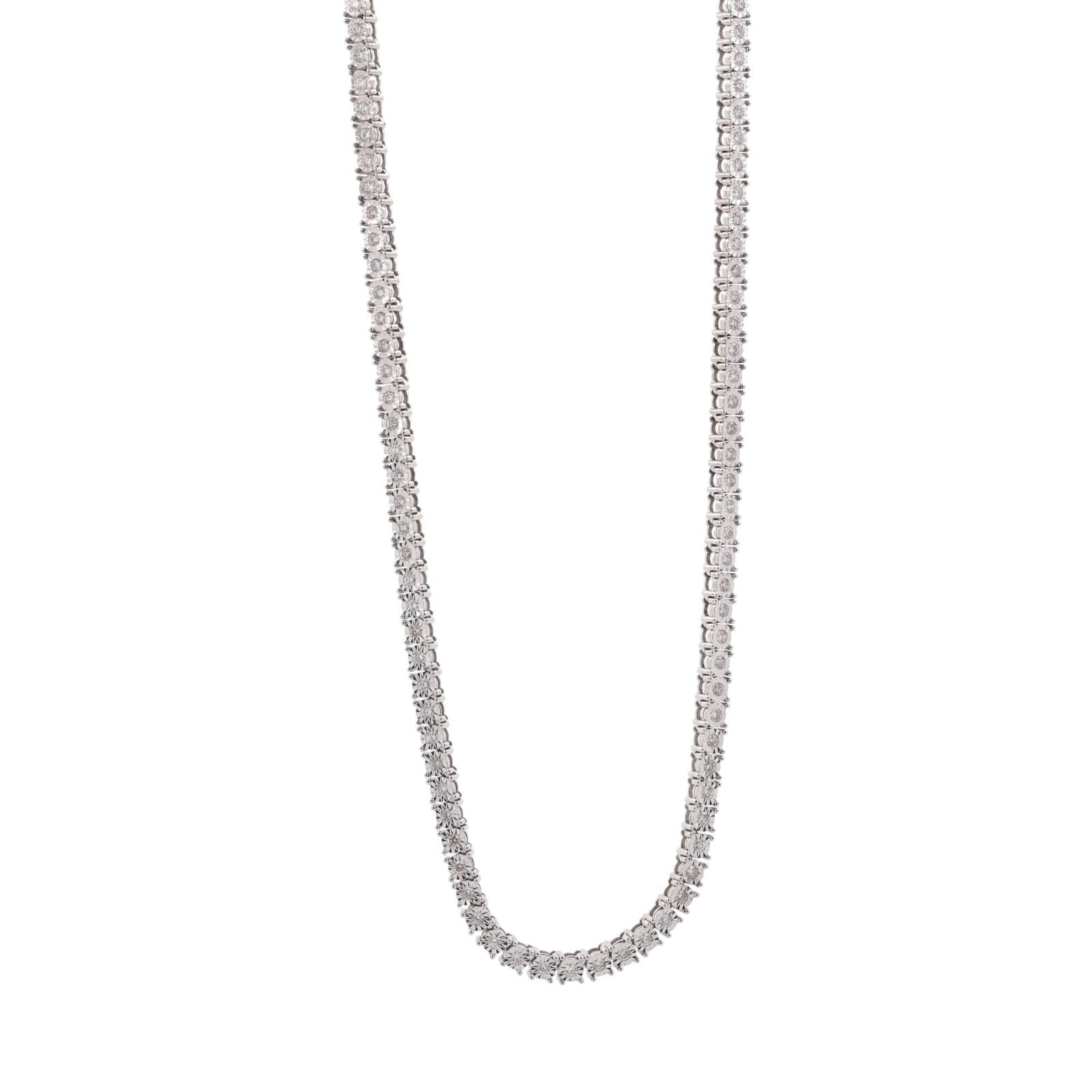 5.00 TW Diamond Tennis Necklace 10K White Gold 25.75" Ladies Estate