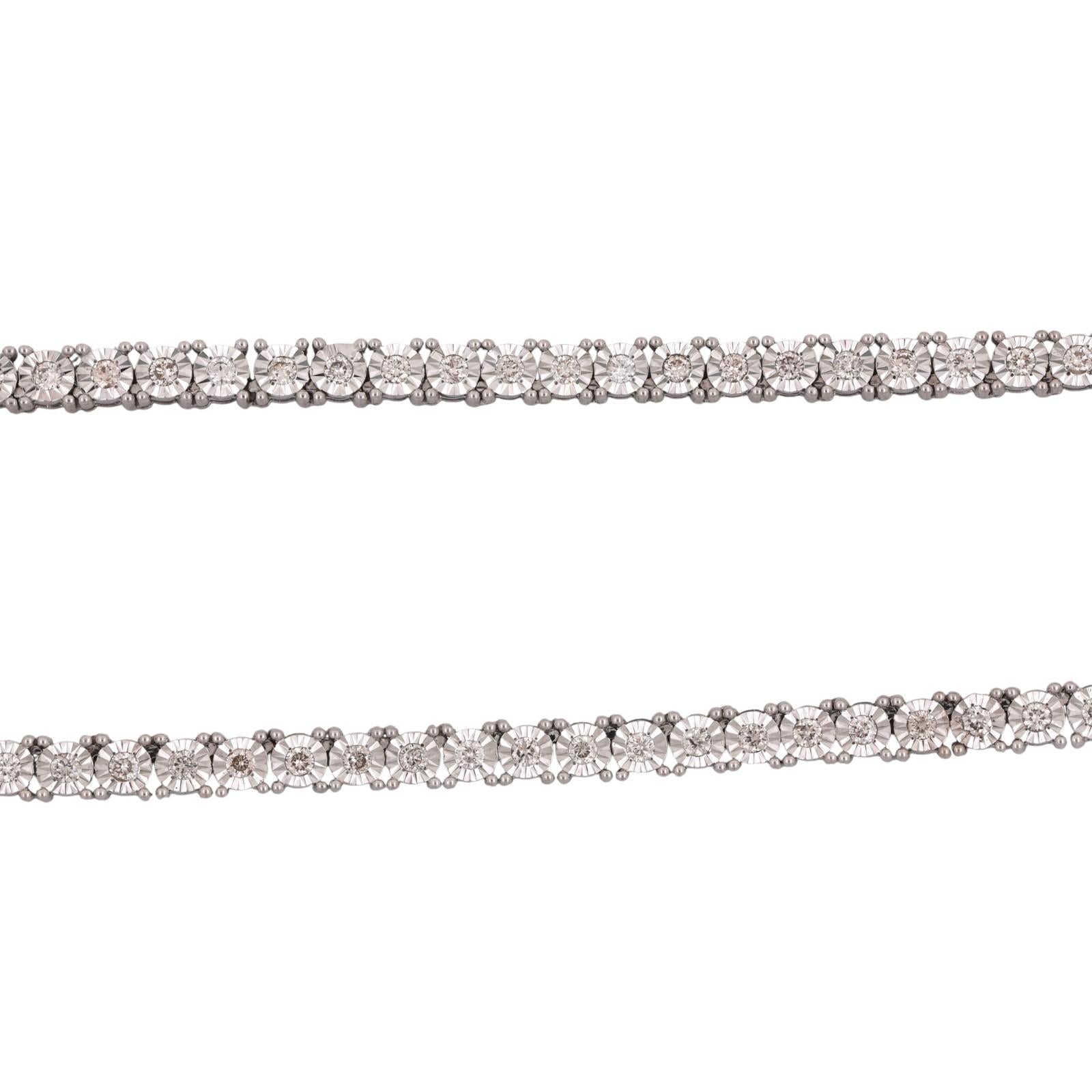 5.00 TW Diamond Tennis Necklace 10K White Gold 25.75" Ladies Estate