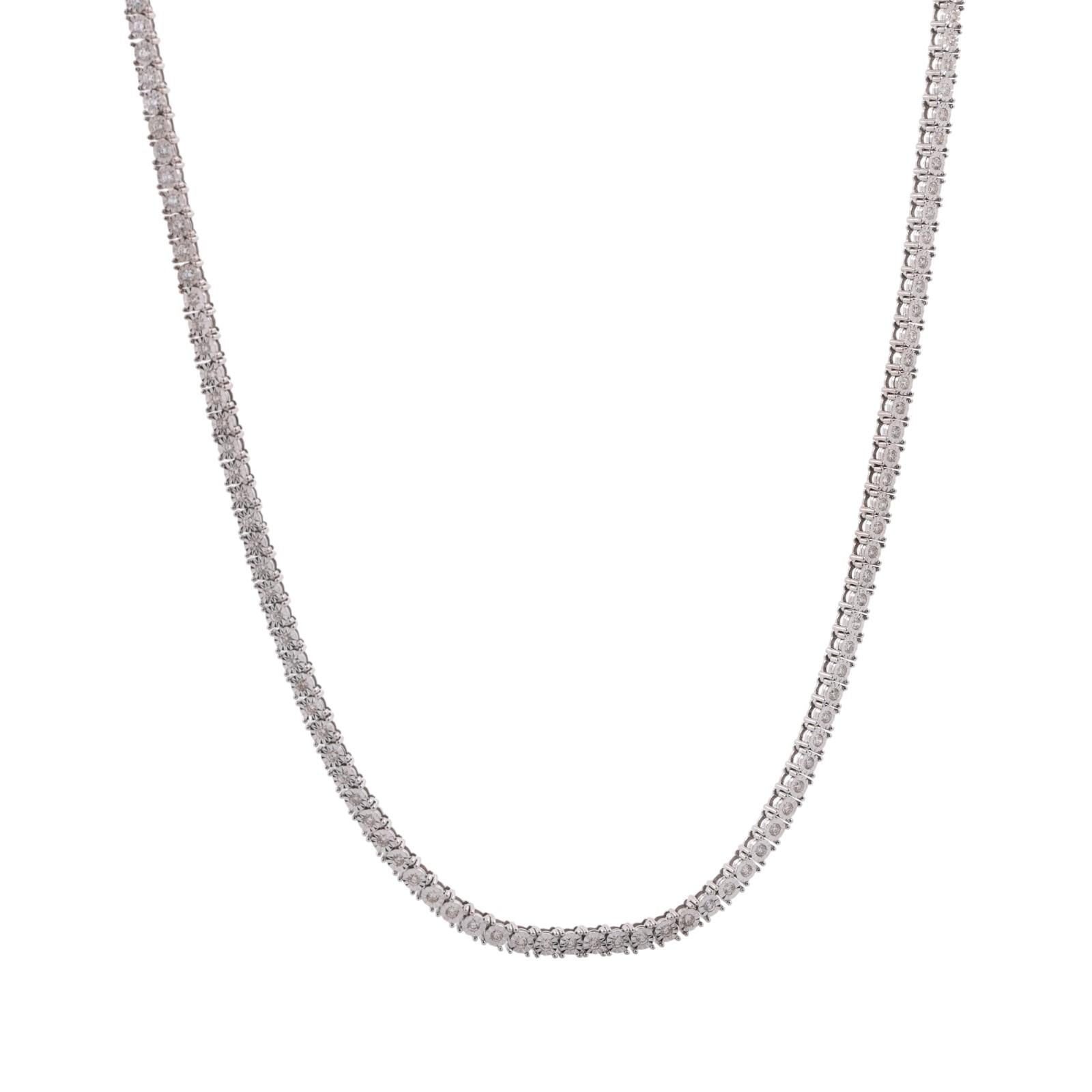 5.00 TW Diamond Tennis Necklace 10K White Gold 25.75" Ladies Estate