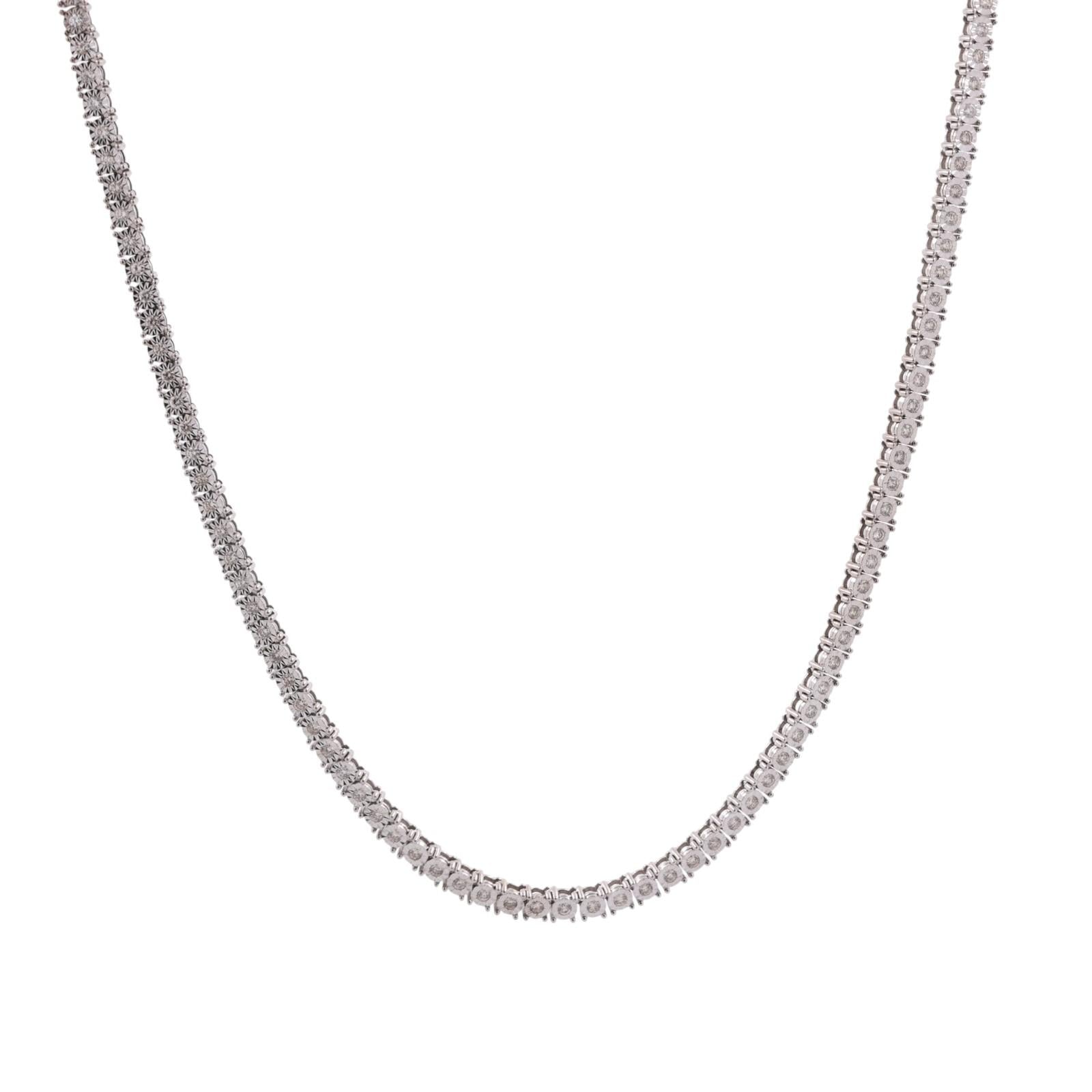 5.00 TW Diamond Tennis Necklace 10K White Gold 25.75" Ladies Estate