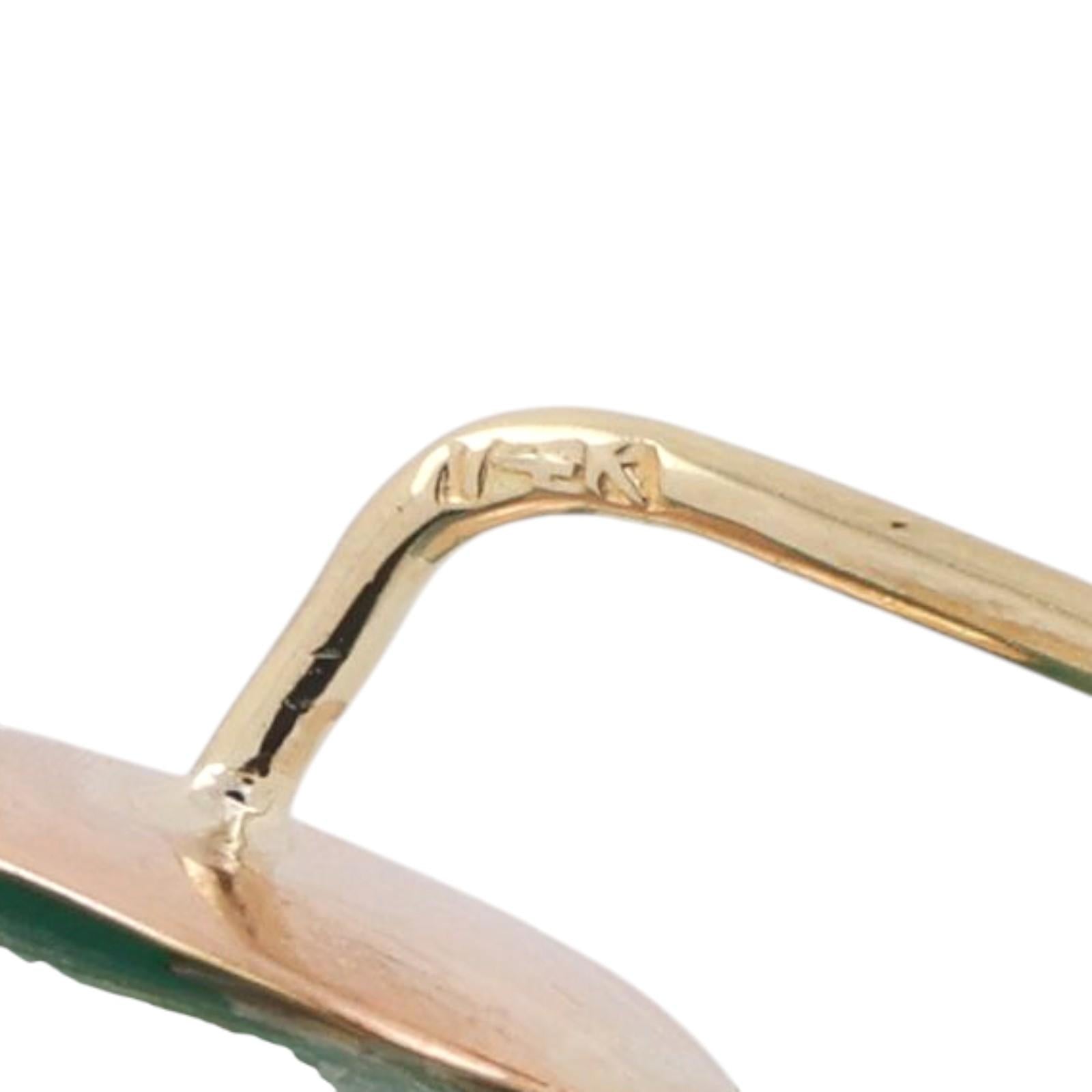 Vintage Aventurine Quartz Cultured Akoya Pearl Leaf Pin Brooch 14K Yellow Gold