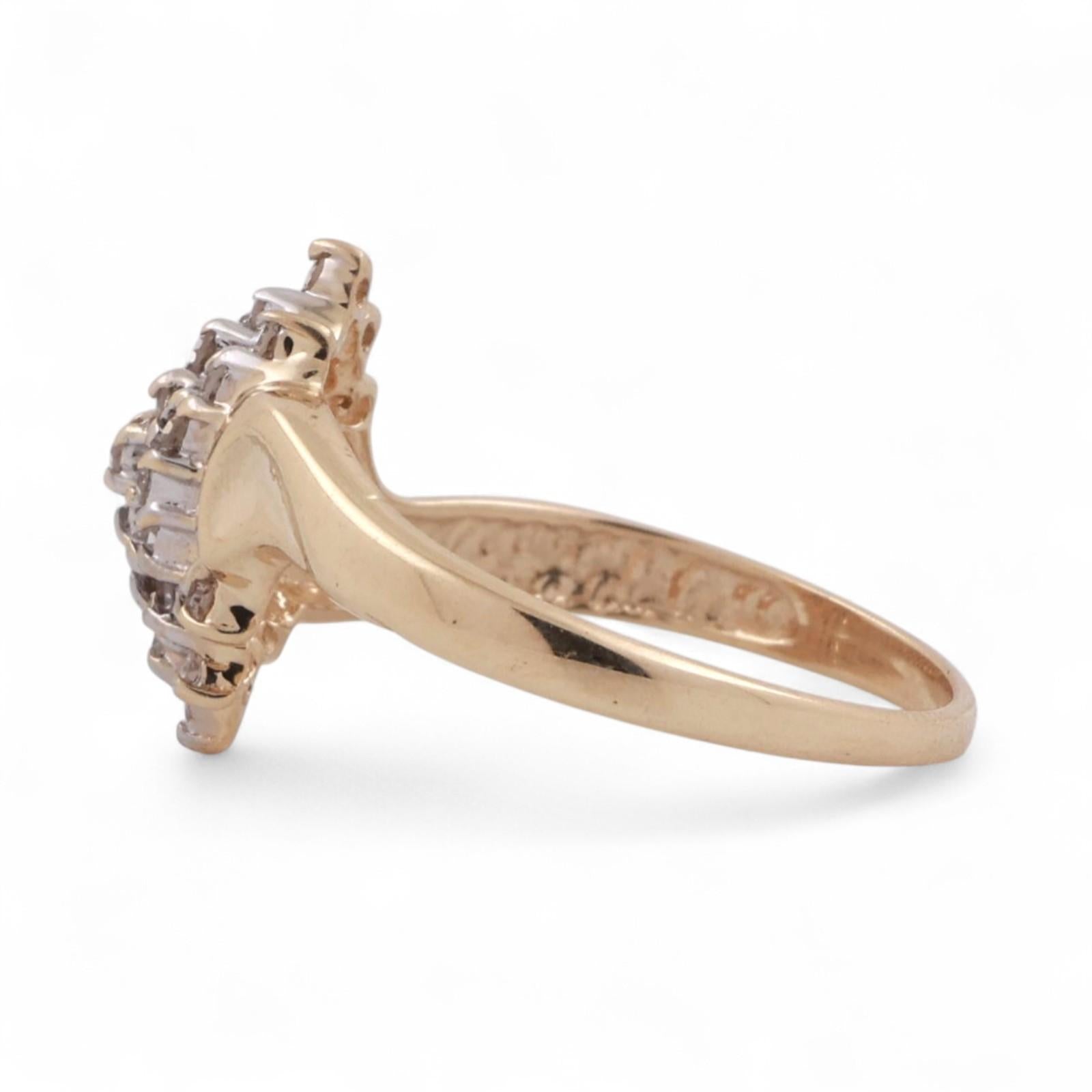 Cluster Diamond Cascade Ring 14K Gold 0.25 TW Size 7 Ladies Estate