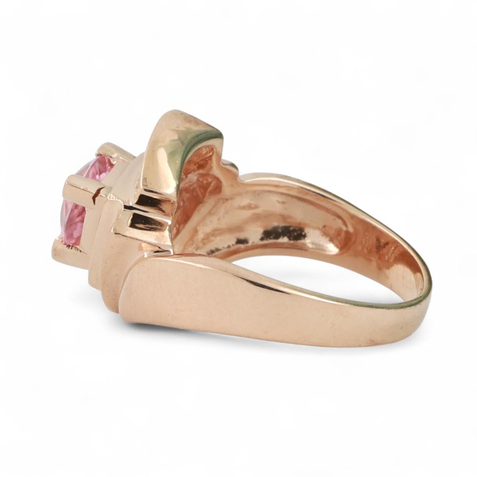 Solitaire Pink Tourmaline Diamond Accent Ring 14K Yellow Gold 1.20 CTW Size 5.75